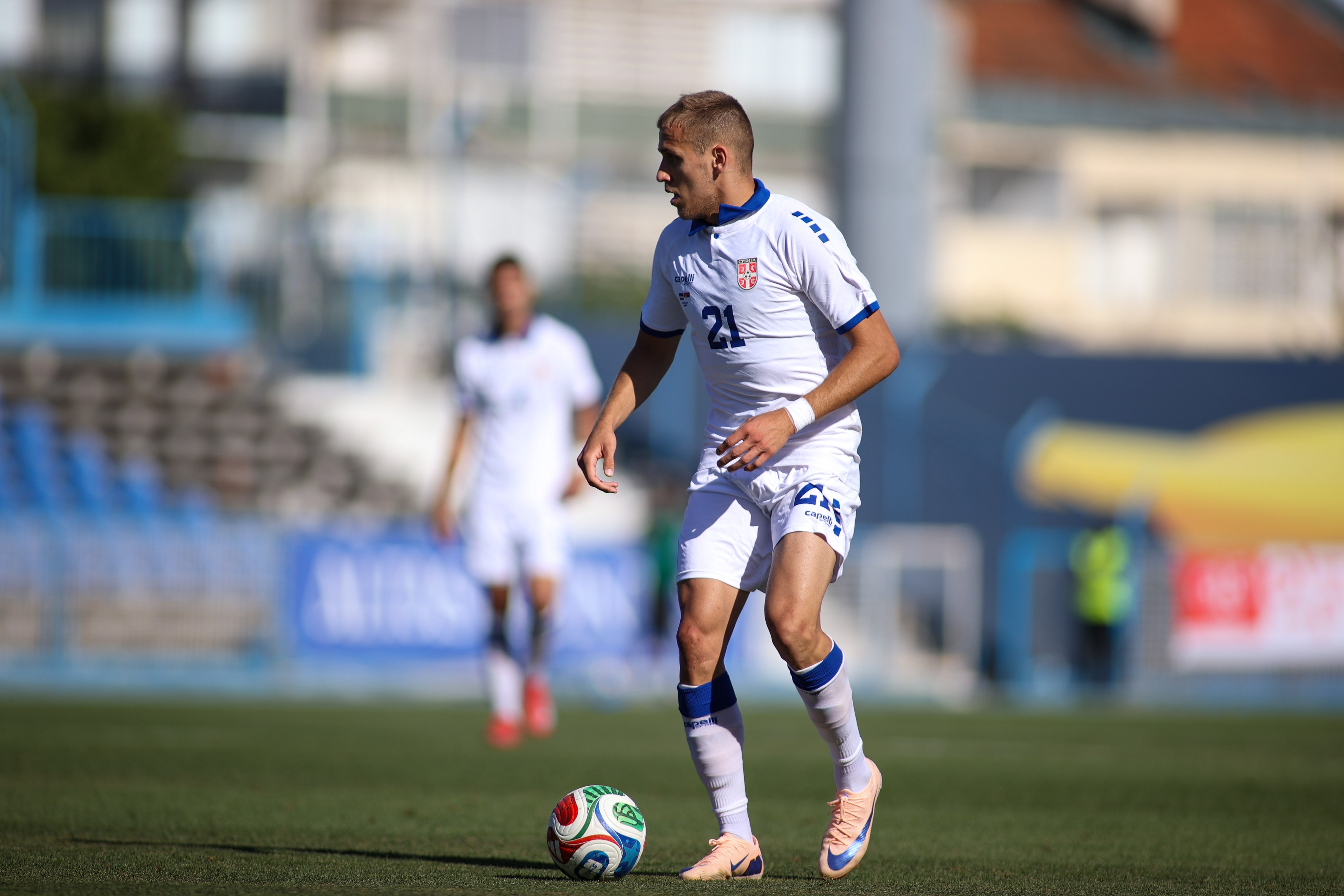 Serbia’s Vladirmir Lucic in action during the international friendly match between Cabo Verde and Serbia at Estadio do Restelo