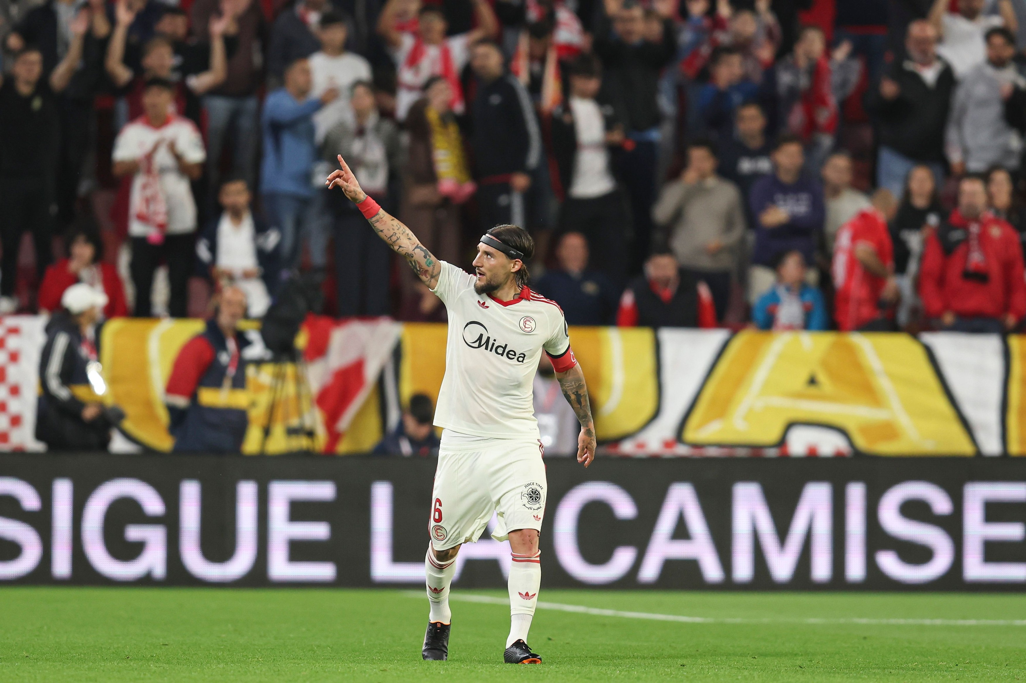 Nemanja Gudelj of Sevilla FC during the La Liga EA Sports match between Sevilla FC and Atletico de Madrid played at Ramon Sanchez Pizjuan Stadium