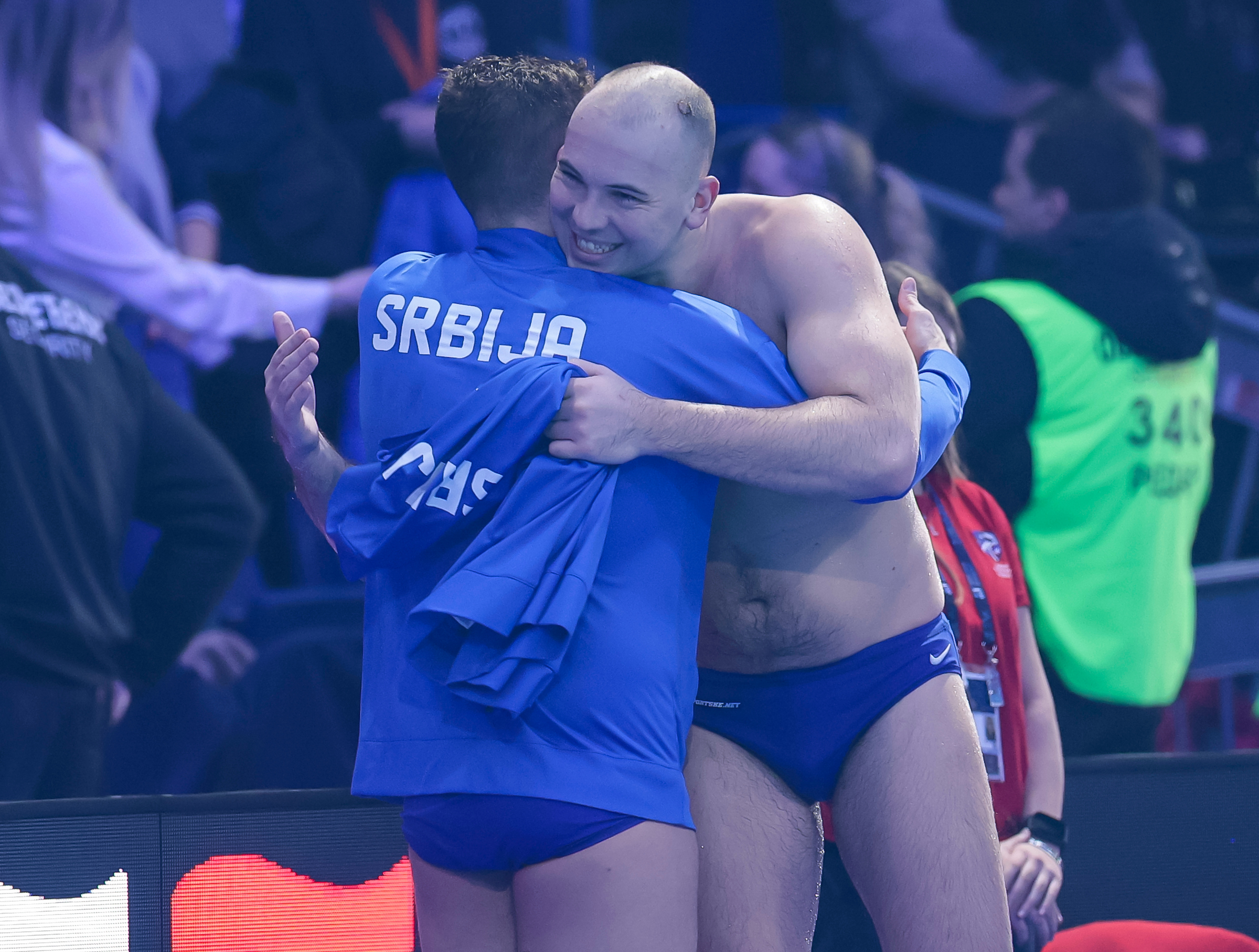 Dusan Mandic (R) and Sava Randjelovic of Serbia  duri