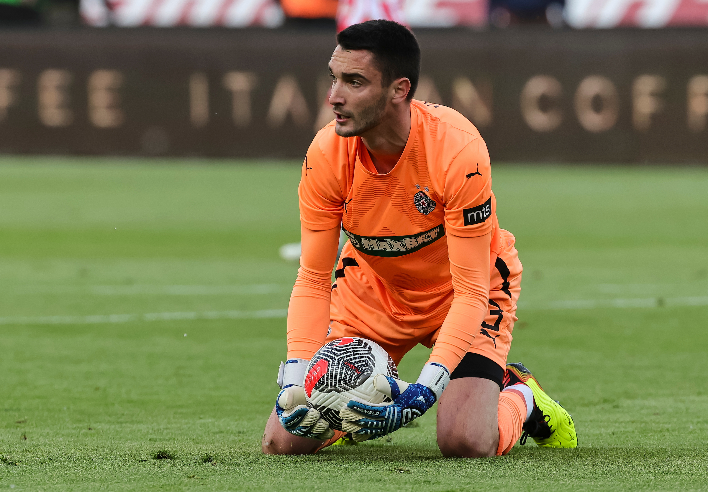 goalkeeper Milos Krunic of Partizan in action