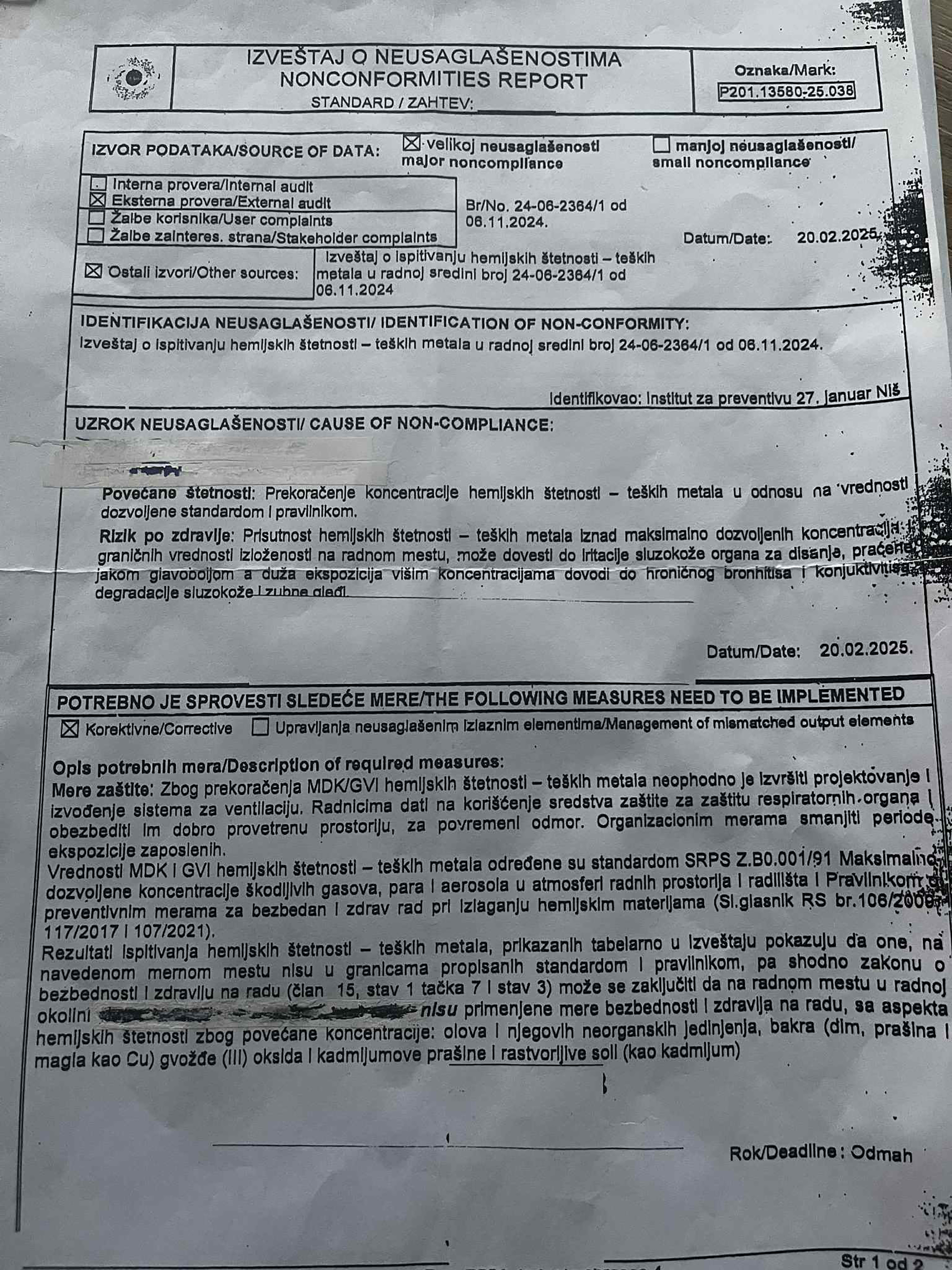 Ziđin radnik ispovest trovanje teški metali