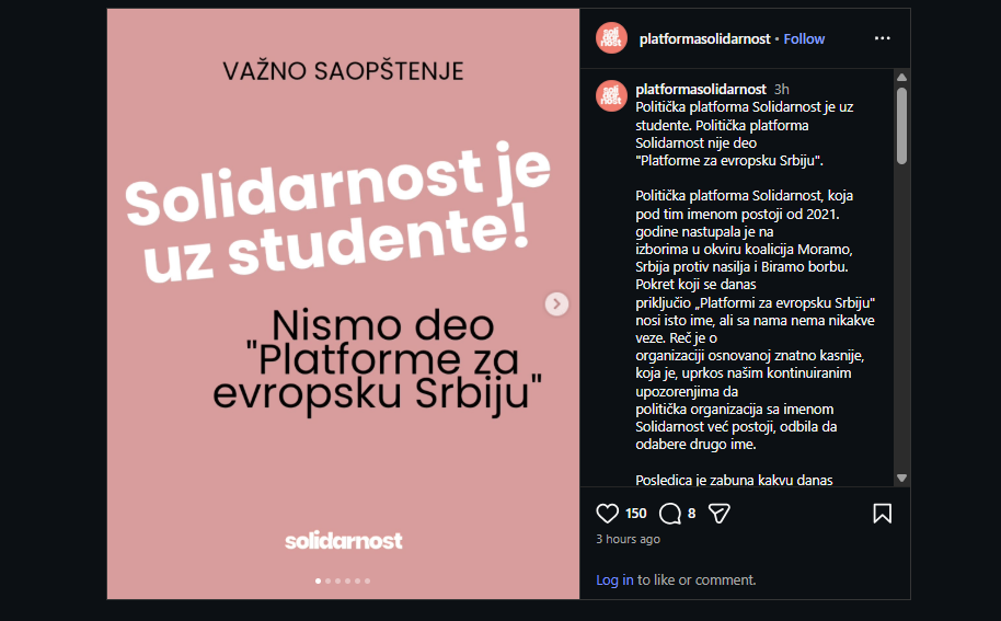 Solidarnost je uz studente
