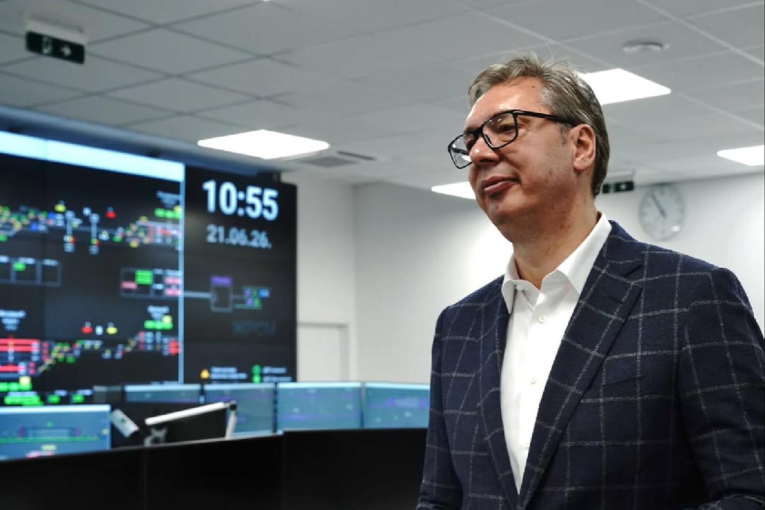 SAOBRAĆAJ/INFRASTRUKTURA - predsednik Republike Srbije Aleksandar Vučić posetio je novoizgrađeni Jedinstveni dispečerski centar upravljanja saobraćajem vozova Fotoreporter: Ličnosti:Aleksandar Vučić Izvor:FoNet/Instagram predsednika Srbije
