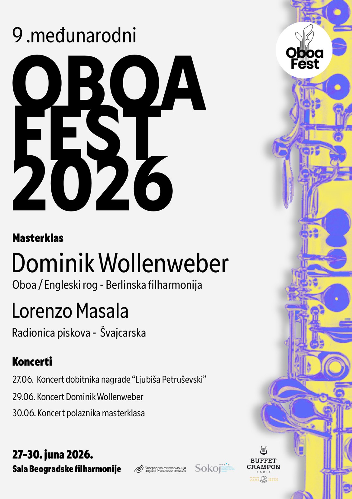 Oboa Fest 2026, baner  02.jpg,  Počinje 9. Oboa Fest 27. juna u Beogradskoj filharmoniji