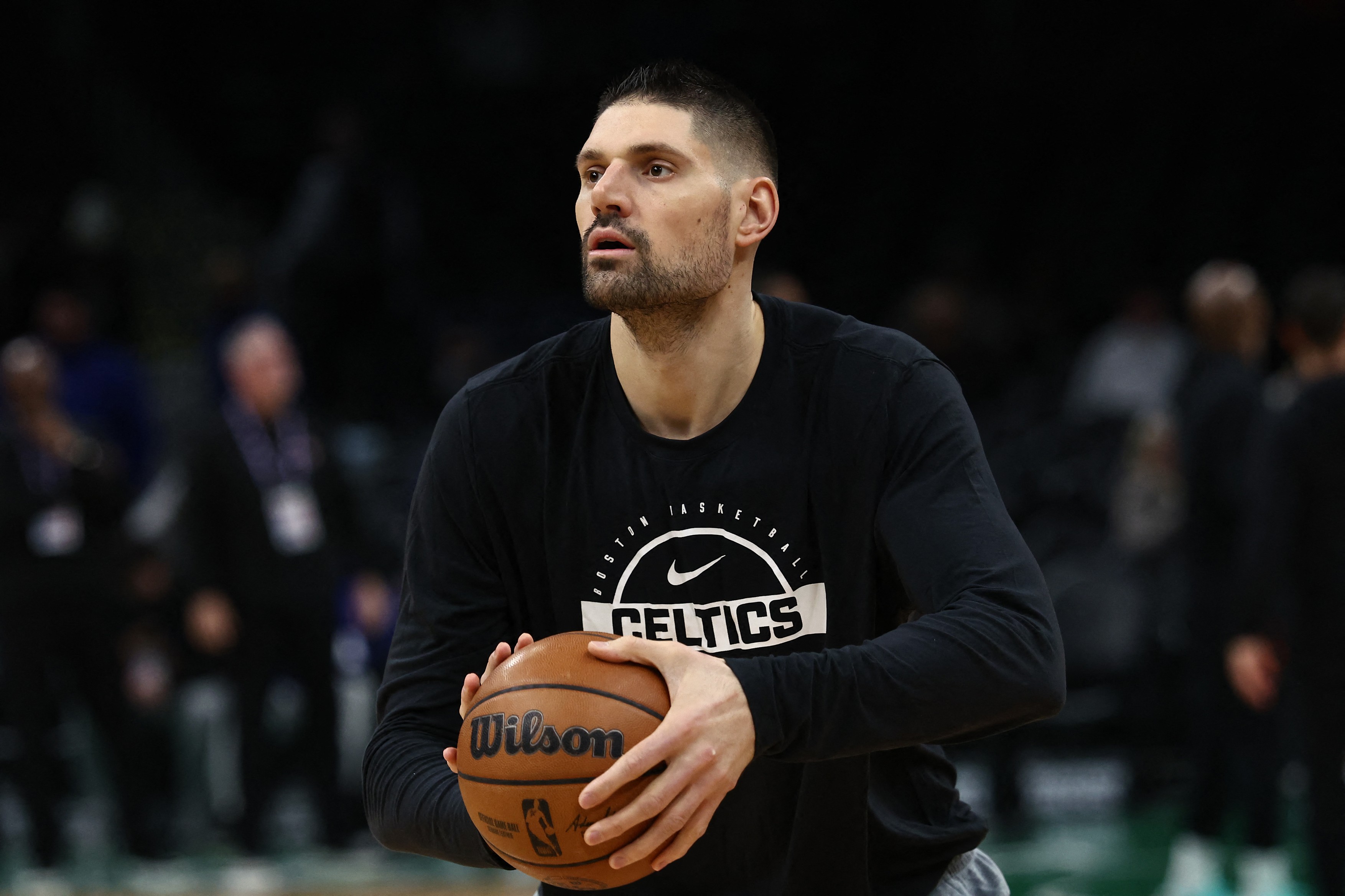 BOSTON, MA - FEBRUARY 8: Nikola Vucevic #4 of the Boston Celtics