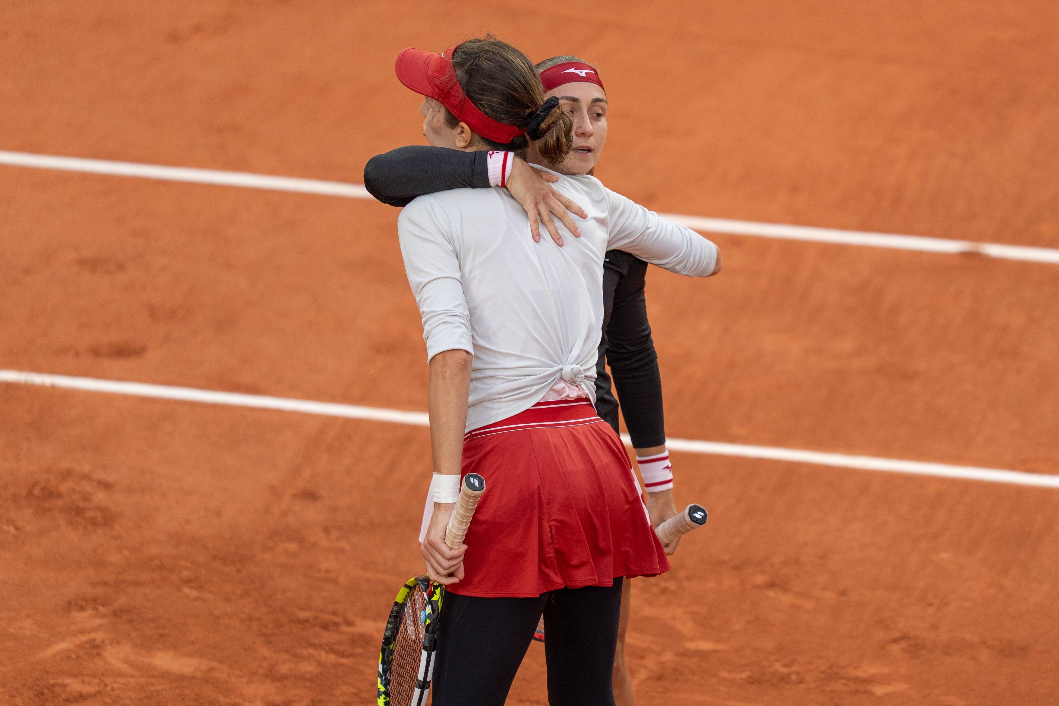 Anna Danilina of Kazakhstan, Aleksandra Krunic of Serbia during Day Eleven of the 2026 French Open at Roland Garros