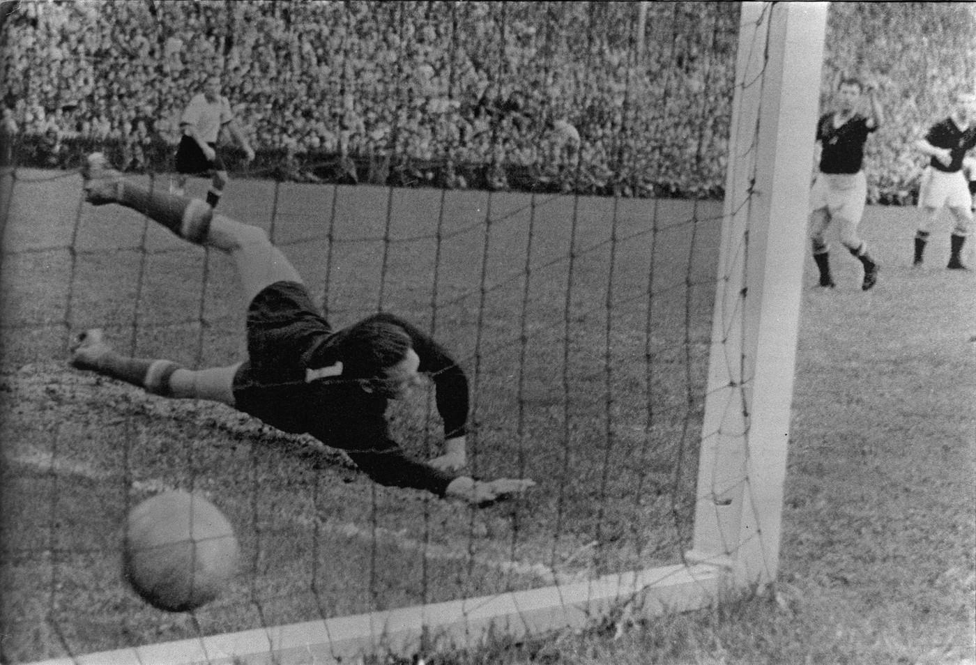 Helmut Rahn's 3:2 winning goal in the 1954 World Cup Finale Germany