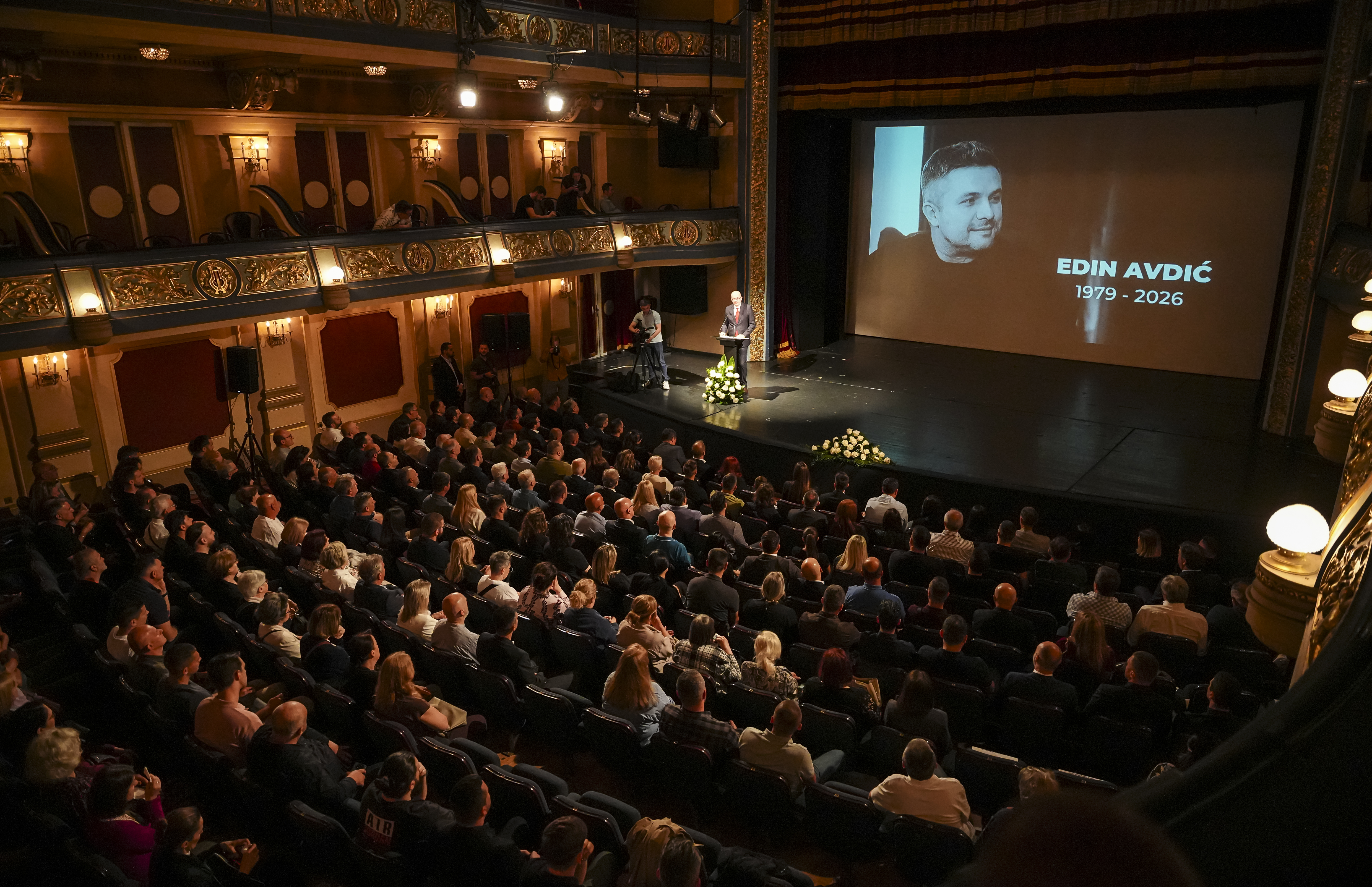 during the memorial service of Edin Avdic At National Theatre of Sarajavo