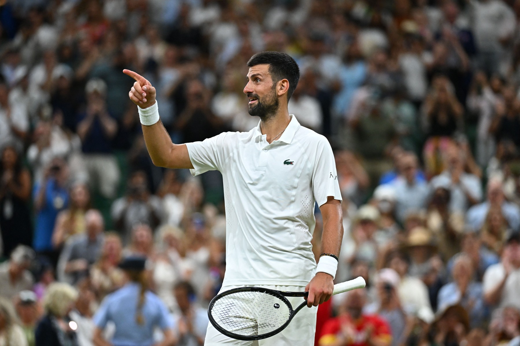 Novak Djokovic (SRB) during his quarter final round match at the 2026 Wim