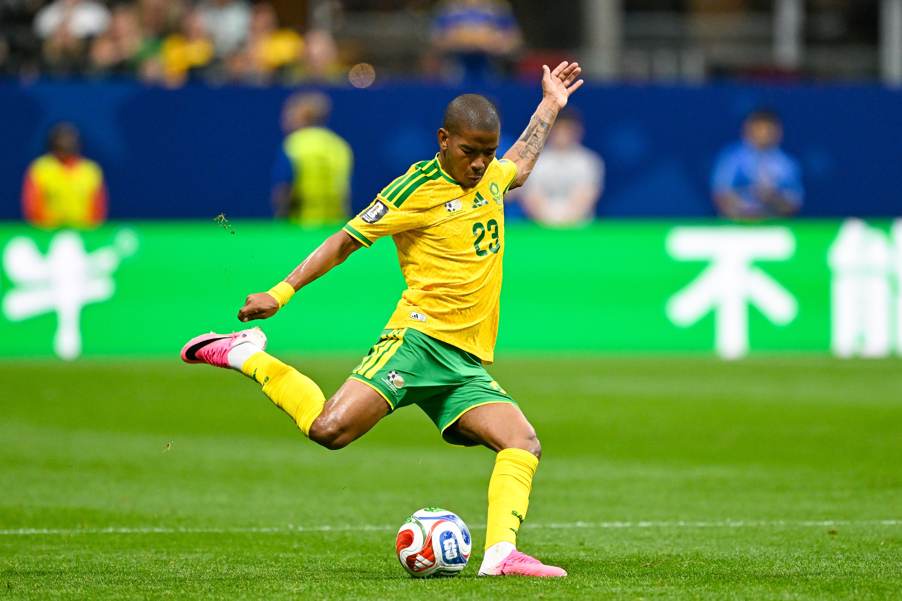 ATLANTA, GA - JUNE 18:  Jayden Adams #23 of South Africa takes a shot