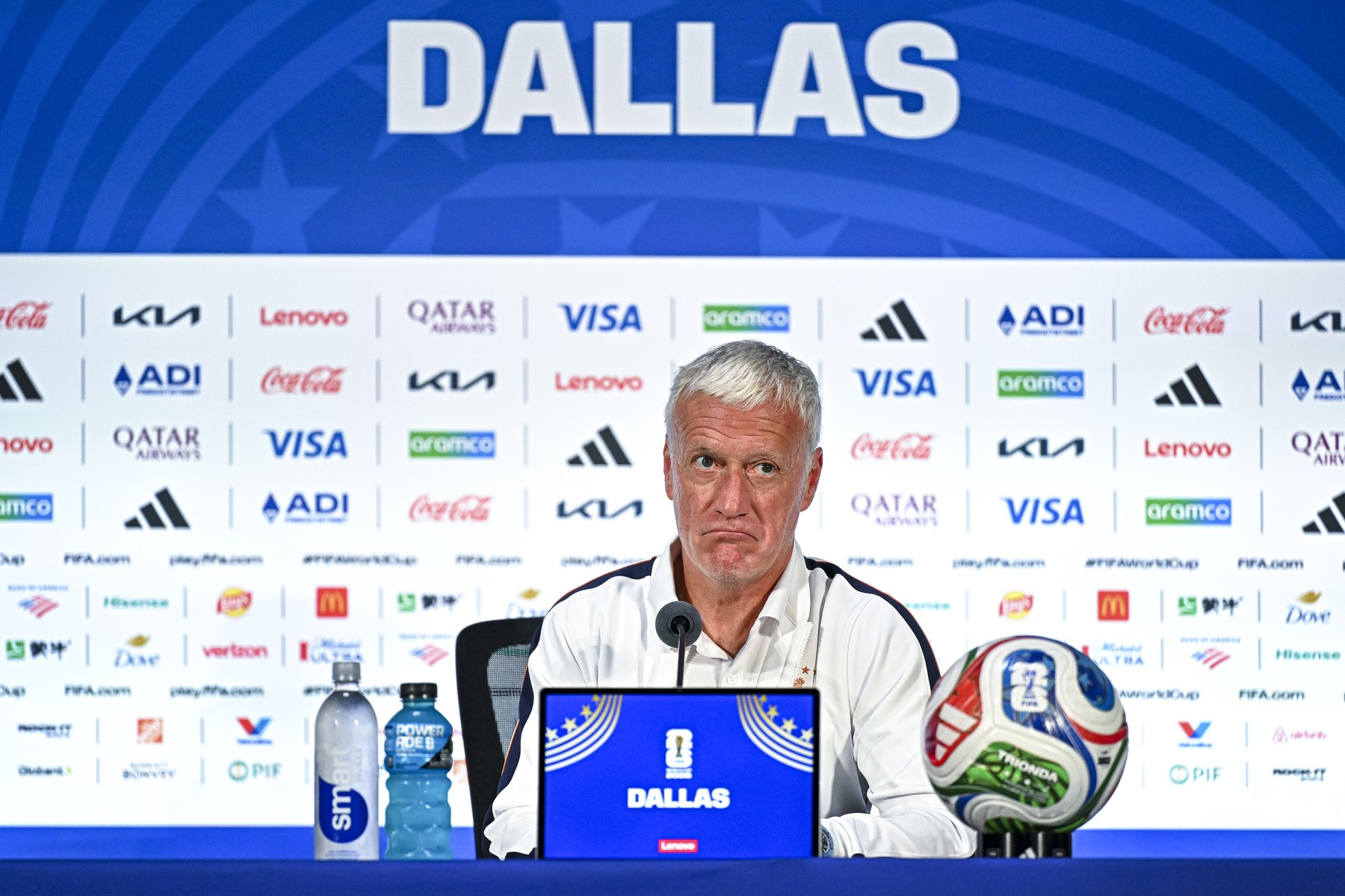 France's head coach Didier DESCHAMPS gives a press conference at