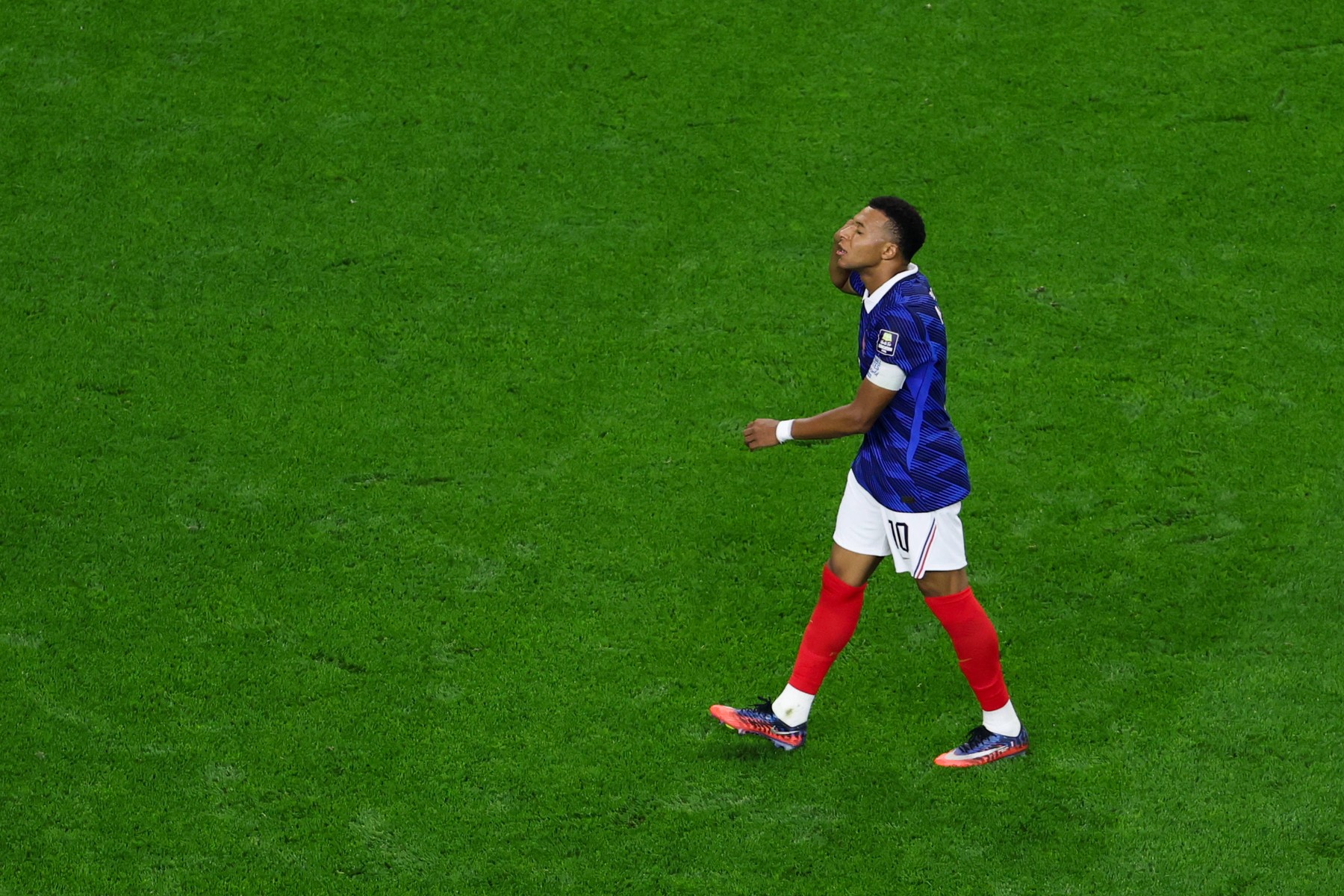 ARLINGTON, TEXAS - JULY 14: Kylian Mbappe of France looks dejected during the