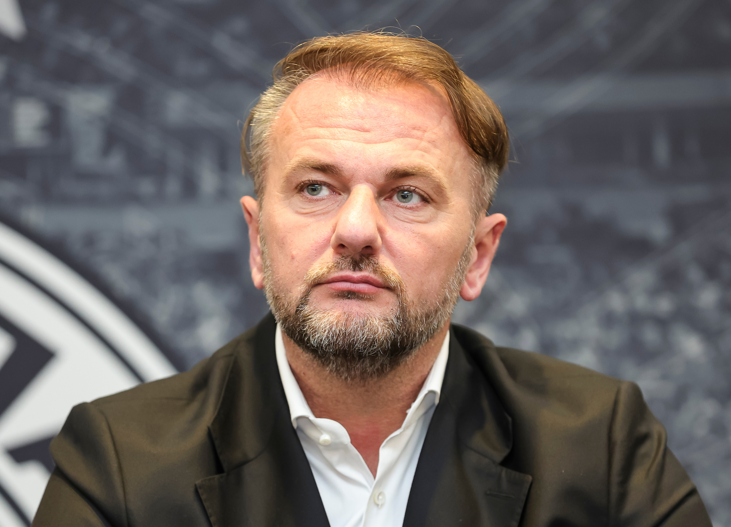 Ostoja Mijailovic KK Partizan President speaks with media during press conference at Hotel Crown Plaza on April 27, 2024 in Belgrade, Serbia. (Photo by Srdjan Stevanovic/Starsport.rs ©)