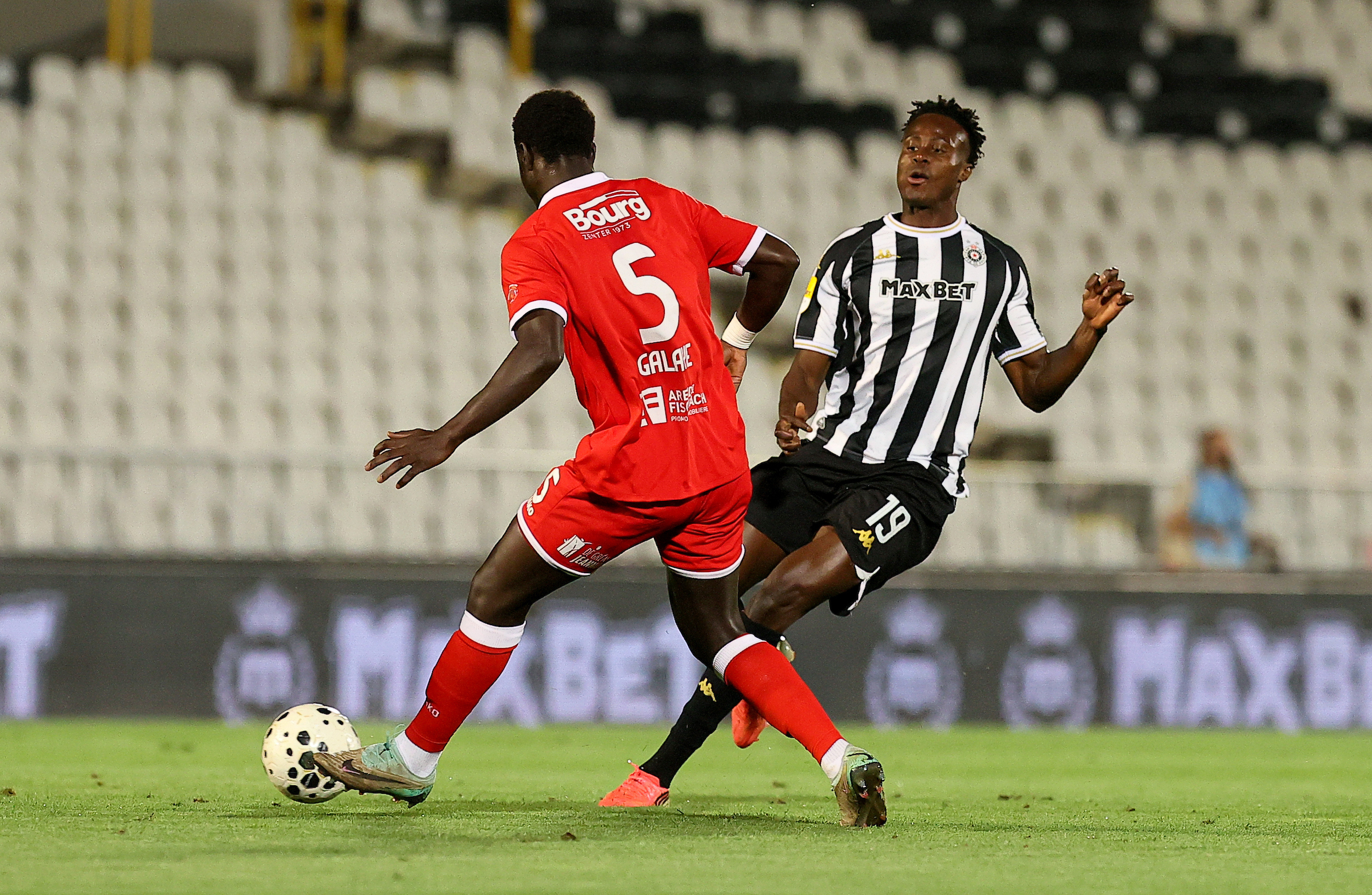 during Partizan v Una Strassen football match of UEFA Conference League 2026/2027 , Qualification , round 2 at Stadium JNA in Belgrade, Serbia on July 23rd.( photo by Luka Milosavljevic / STARSPORT © )
