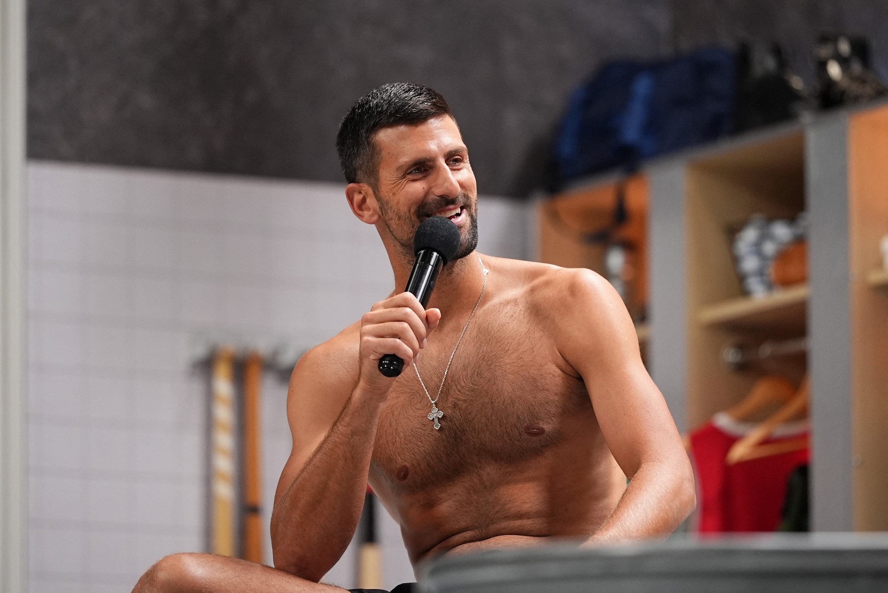 NEW YORK, NEW YORK - JULY 18: Novak Djokovic speaks during Cold as