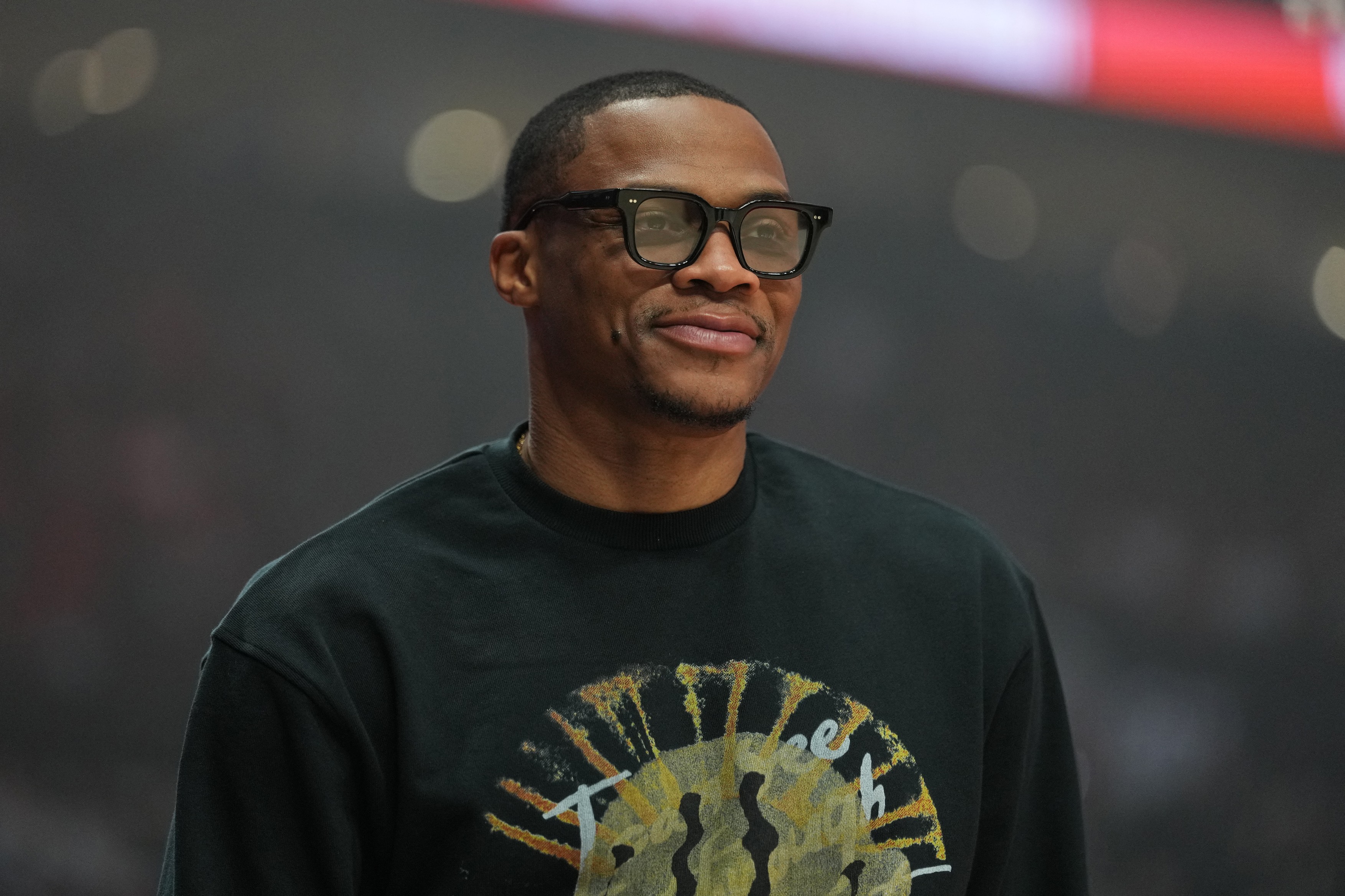 Russell Westbrook #18 of the Sacramento Kings looks on during a timeout