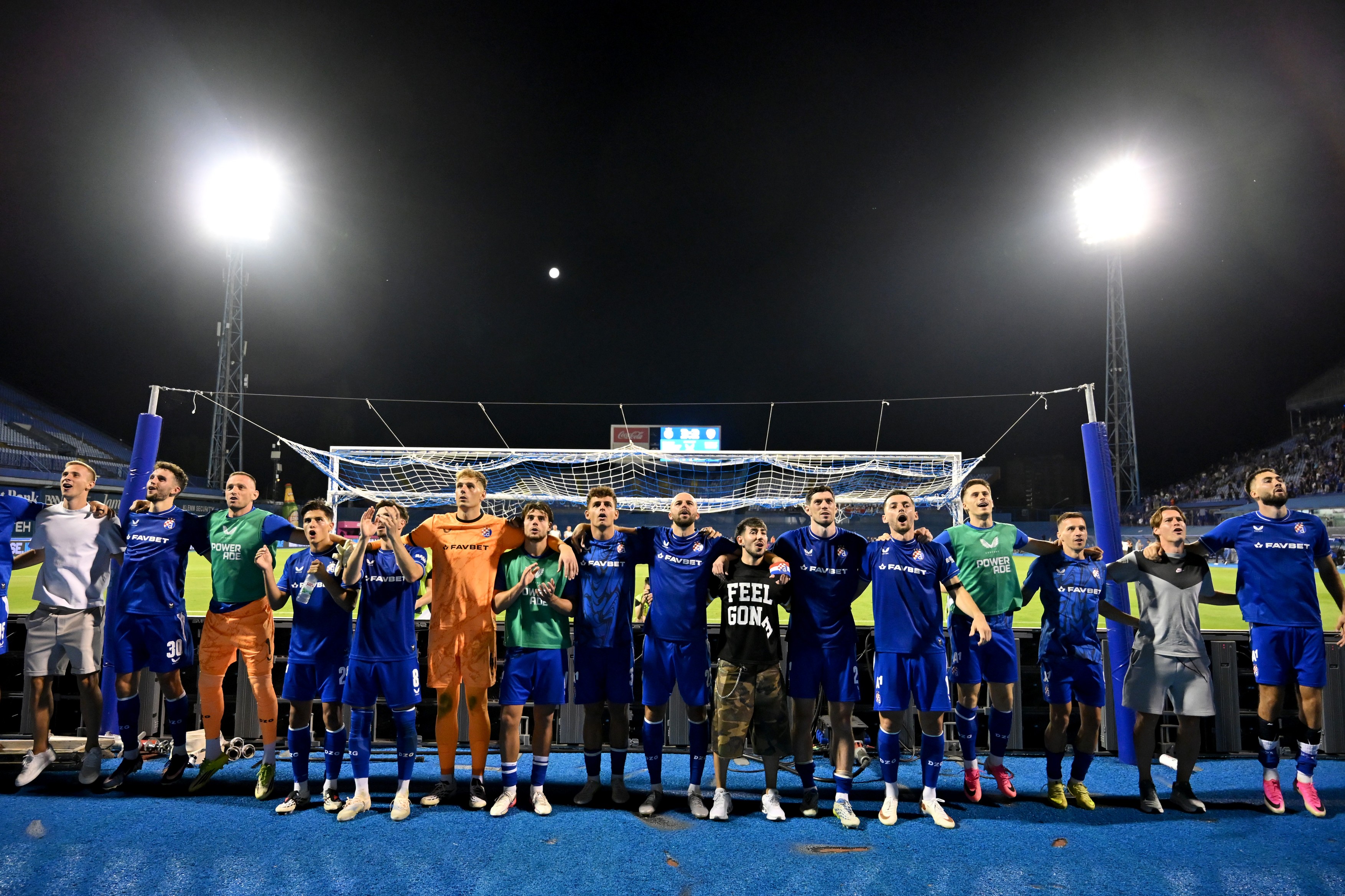 Dinamo Zagreb celebrate win after the UEFA Champions League QR-2  second match between Dinamo Zagreb (CRO) and Thun (SUI) at Stadion Maksimir, Zagreb on July 28, 2026 in Zagreb, Croatia.