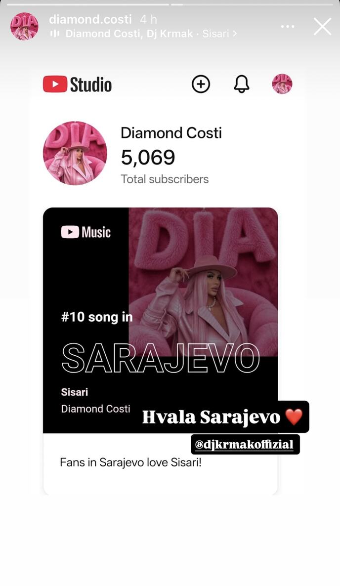 Foto: Printskrin Instagram diamond.costi / Dia Kostić