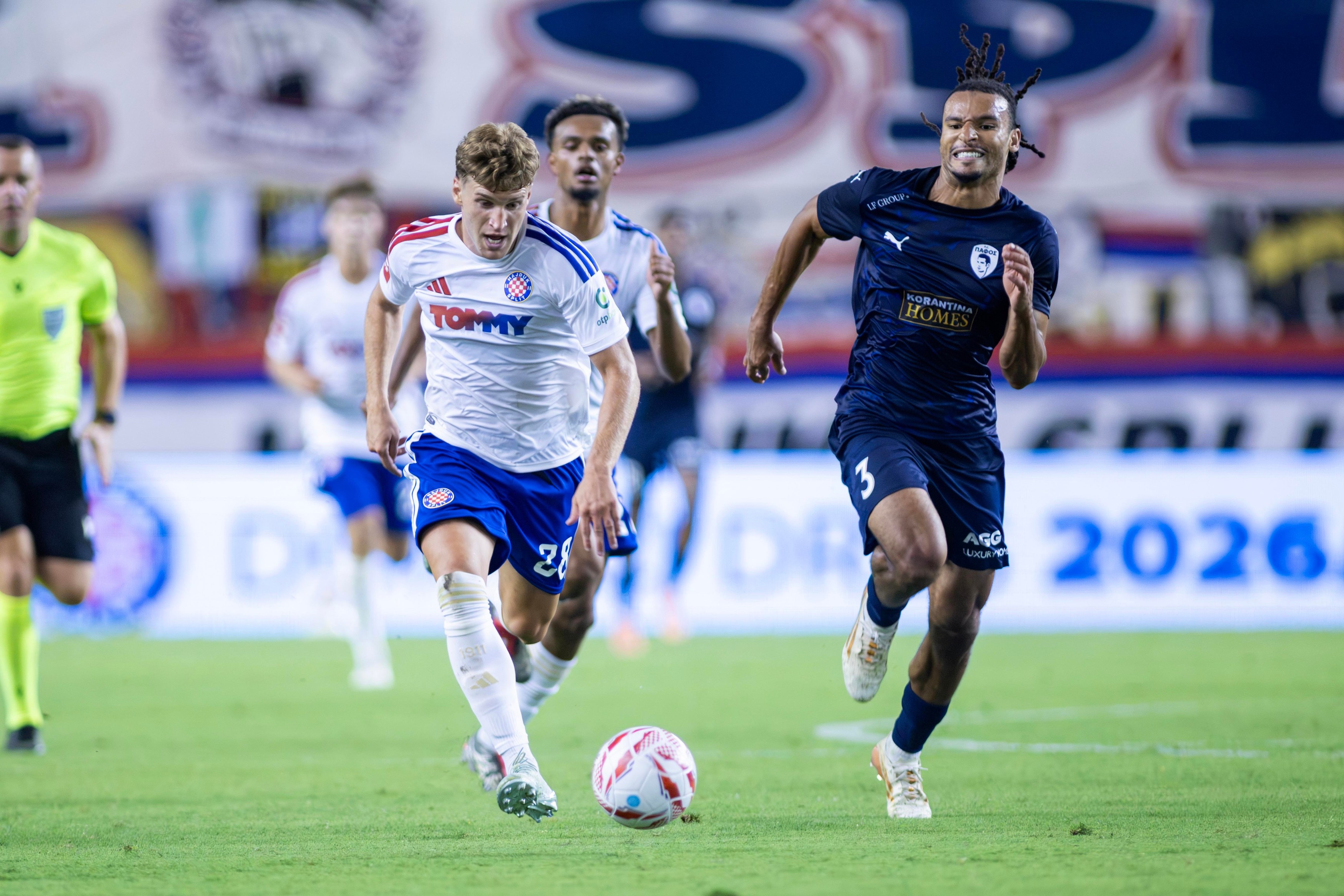 Roko BrajkoviÄ (HNK Hajduk Split) #28 in action with the ball