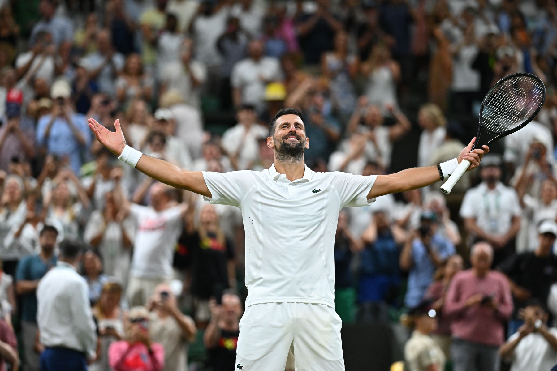 Novak Djokovic (SRB) during his quarter final round match at the 2026 Wimbled