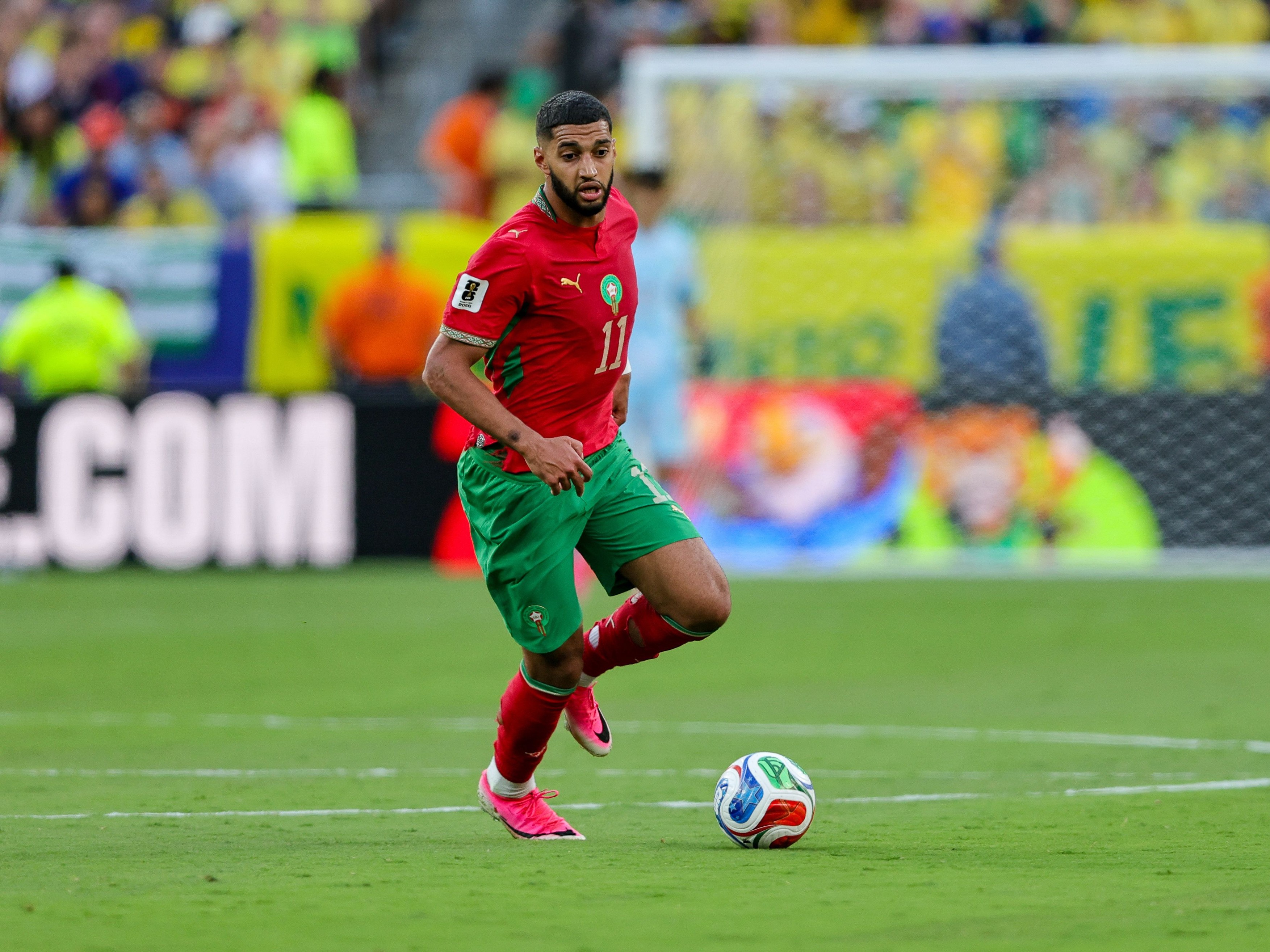 Morocco midfielder ISMAEL SAIBARI (11) dribbles the ball