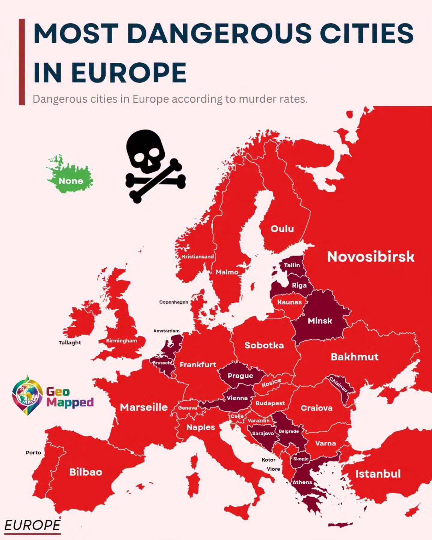 Mapa najopasnijih gradova u Evropi