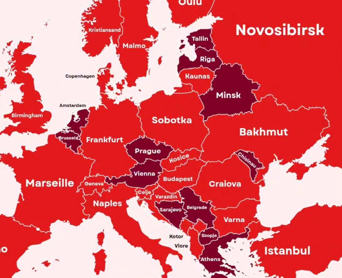 Mapa najopasnijih gradova u Evropi