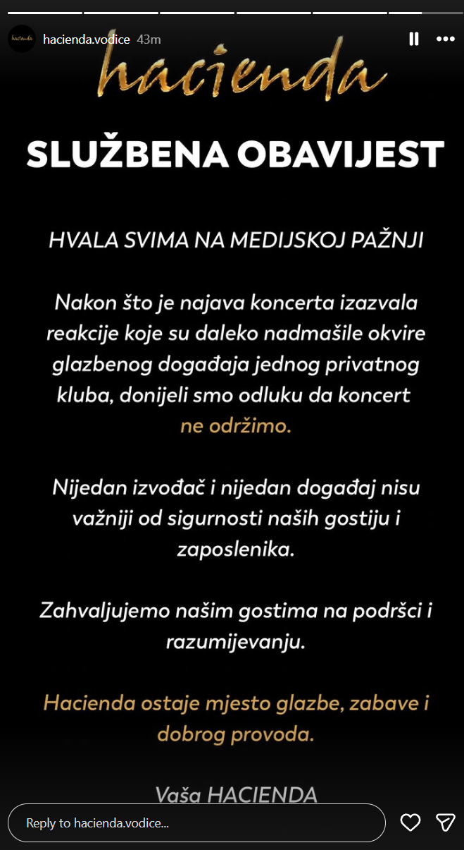 Otkazivanje nastupa Jelene Karleuše