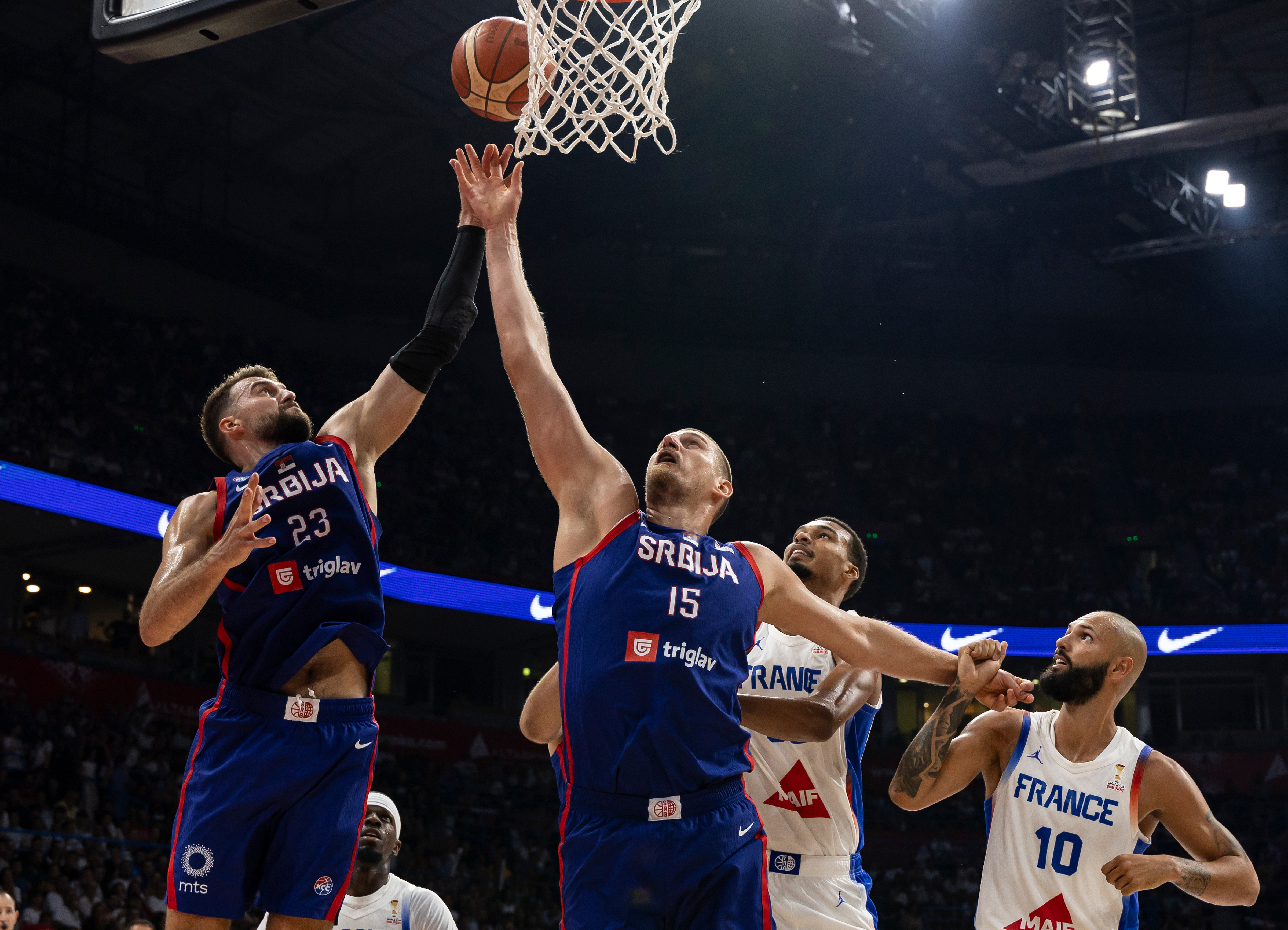 during the friendly match between Serbia and France at Belgrade Arena on August 20, 2026 in Belgrade, Serbia. (Photo by Srdjan Stevanovic/Starsport.rs)