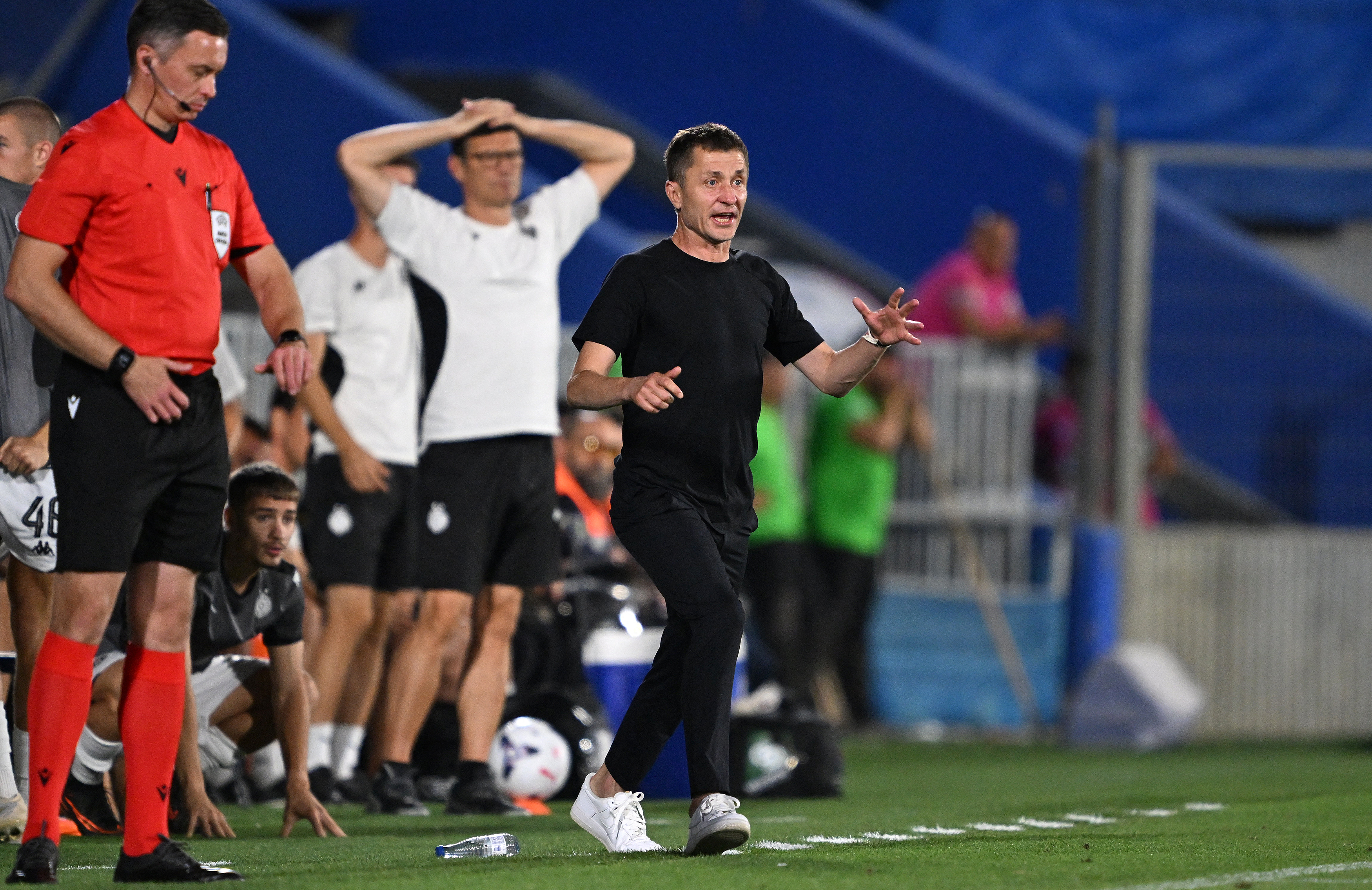 Head coach Sasa Ilic of Partizan reacts during the UEFA Conference League playoff round first-leg match between Getafe and Partizan at Coliseum