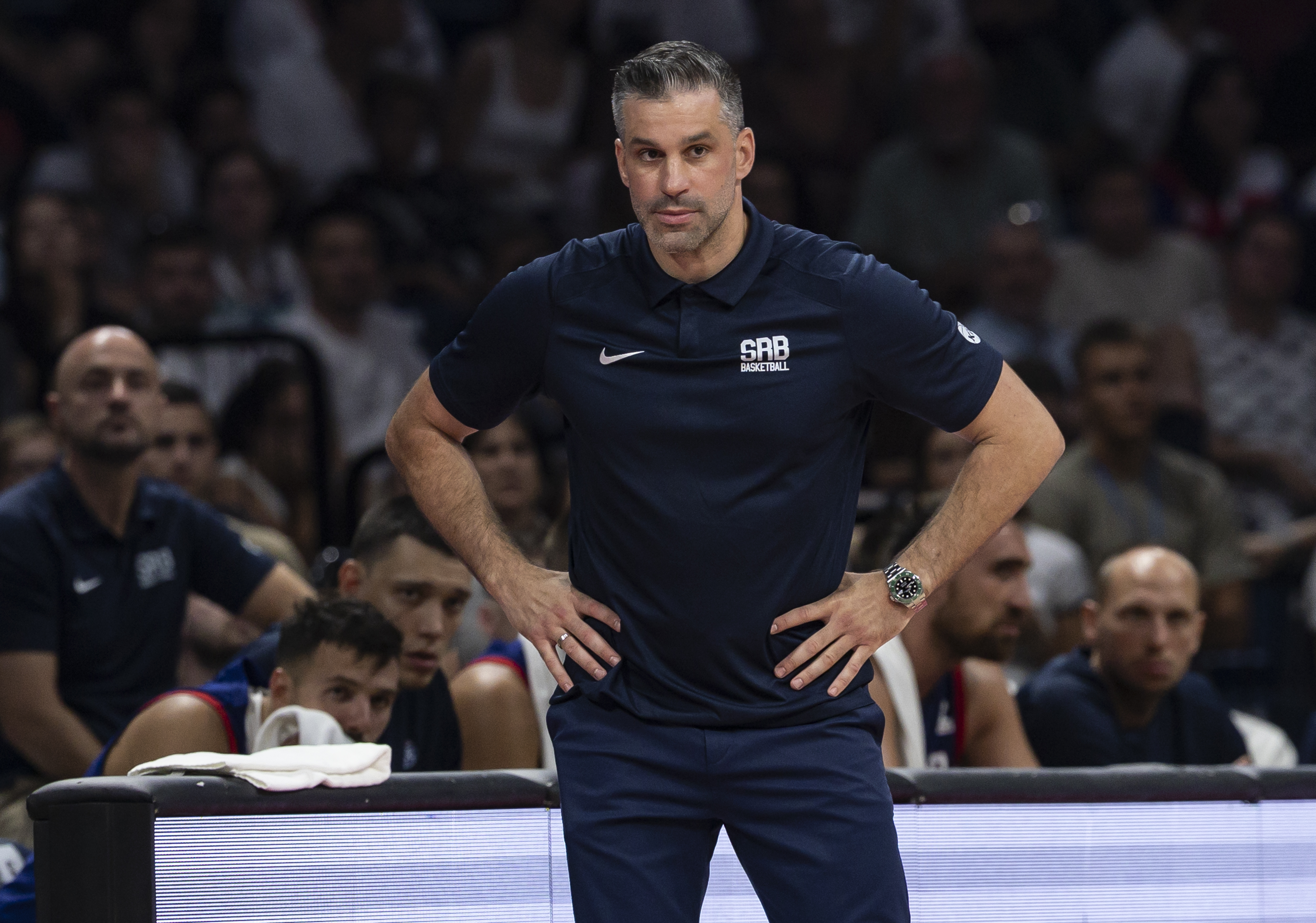 during the friendly match between Serbia and France at Belgrade Arena on August 20, 2026 in Belgrade, Serbia. (Photo by Srdjan Stevanovic/Starsport.rs)