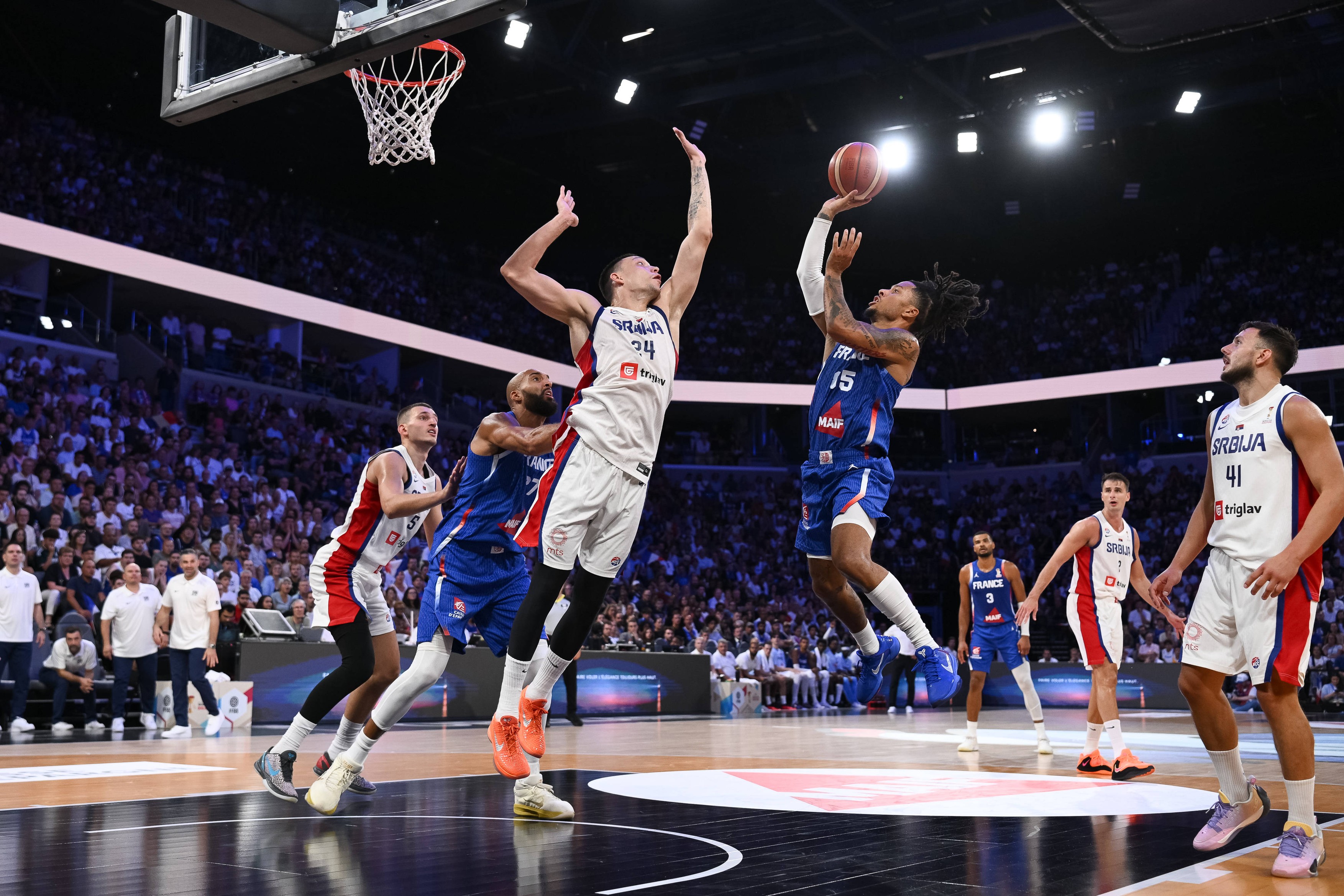 match between France and Serbia at the COMET Arena