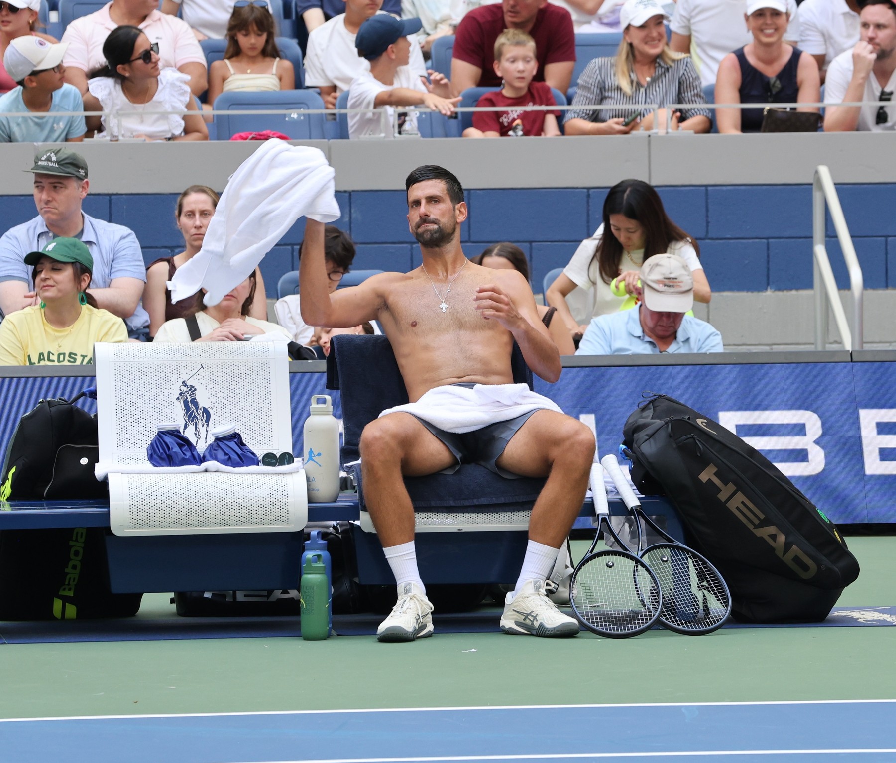 New York, NY  Novak Djokovic and Lorenzo Musetti were seen playing a prac