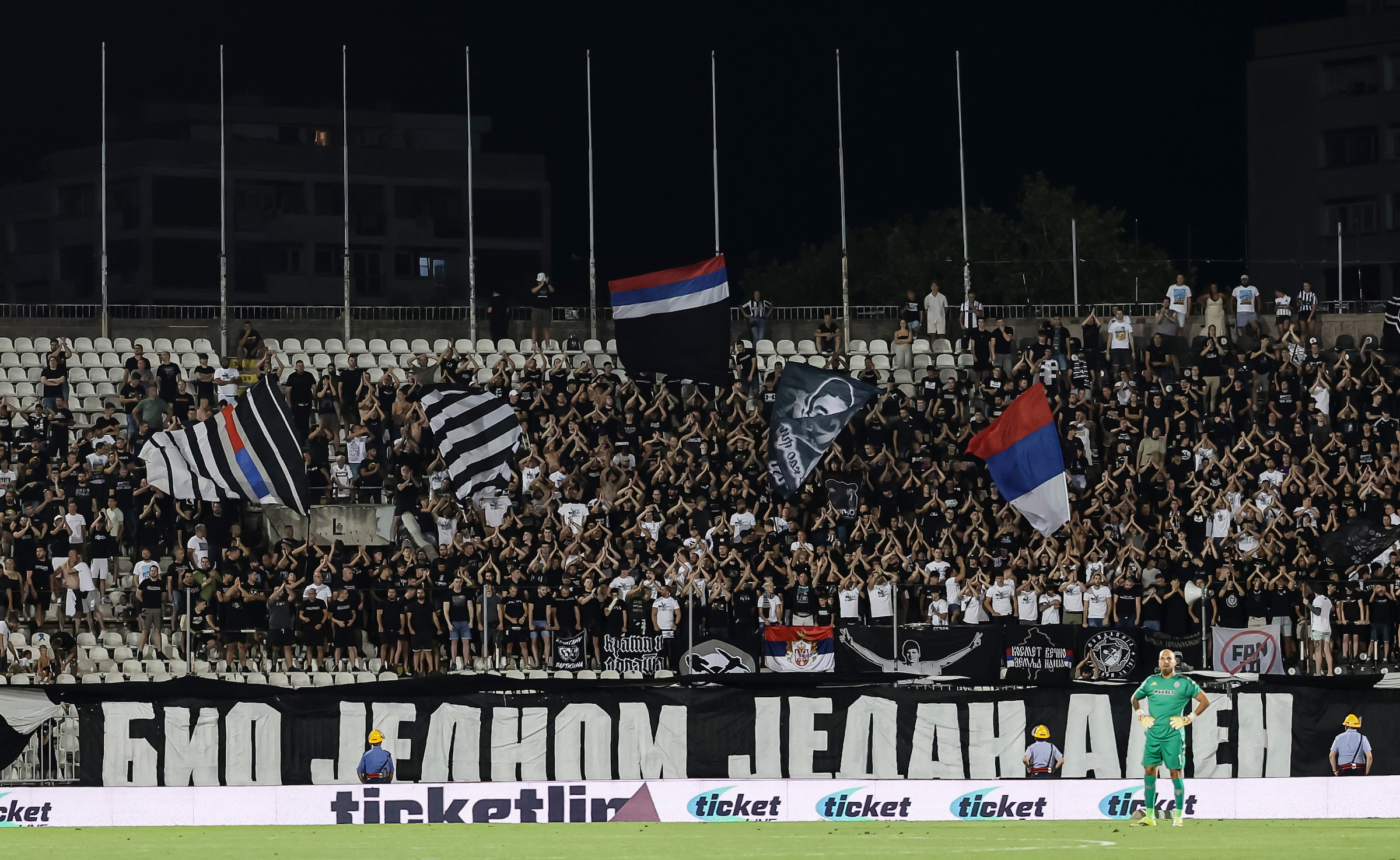 Grobari fans of FK Partizan, navijaci, supporters, flags, zastave, ilustracija, illustration