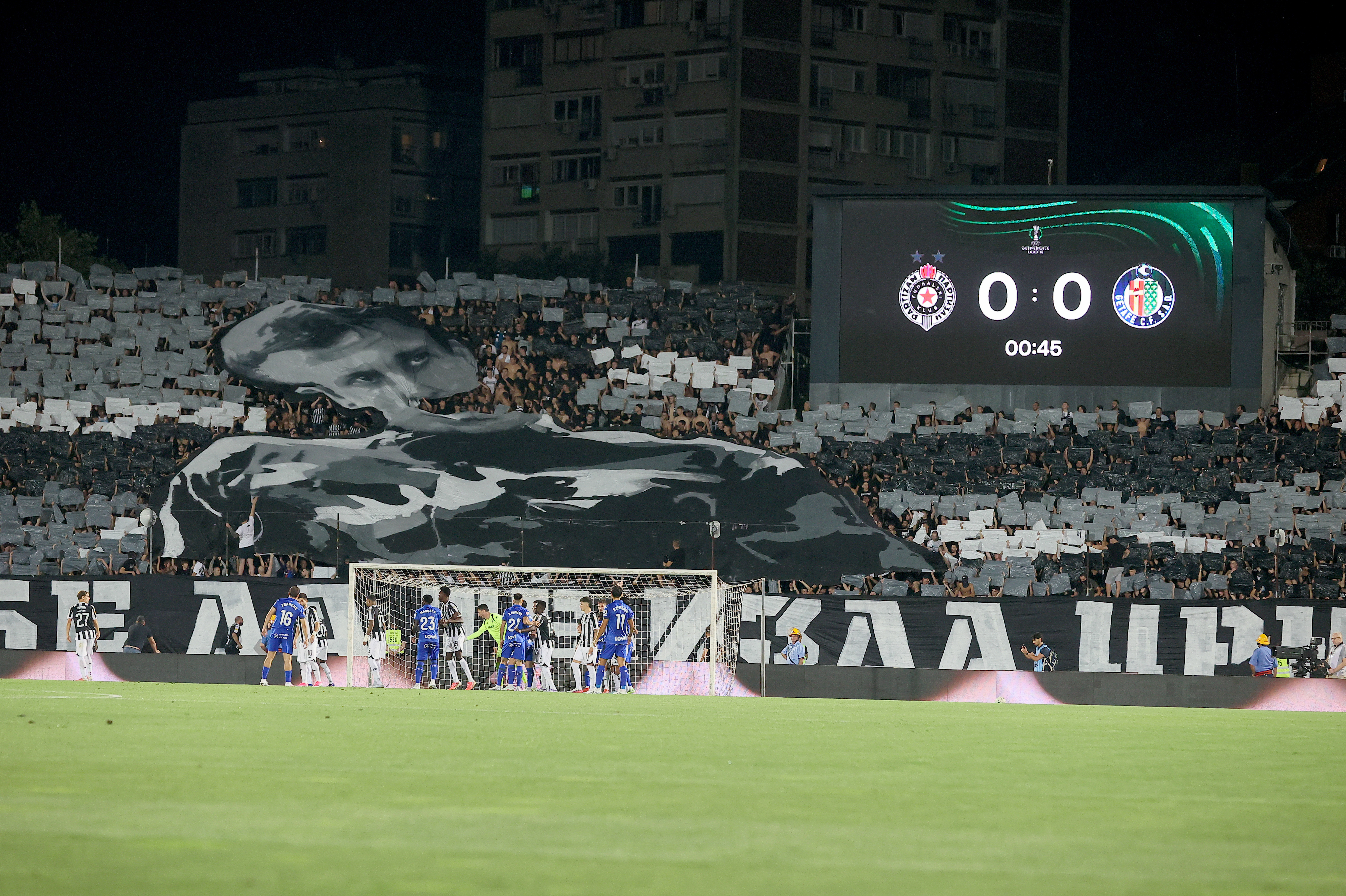 during Partizan v Getafe football match of UEFA Europa Conference League 2026/2027, Qualification Playoffs, Playoff round 2 at Stadium JNA in Belgrade, Serbia on August 27th.( photo by Luka Milosavljevic / STARSPORT © )