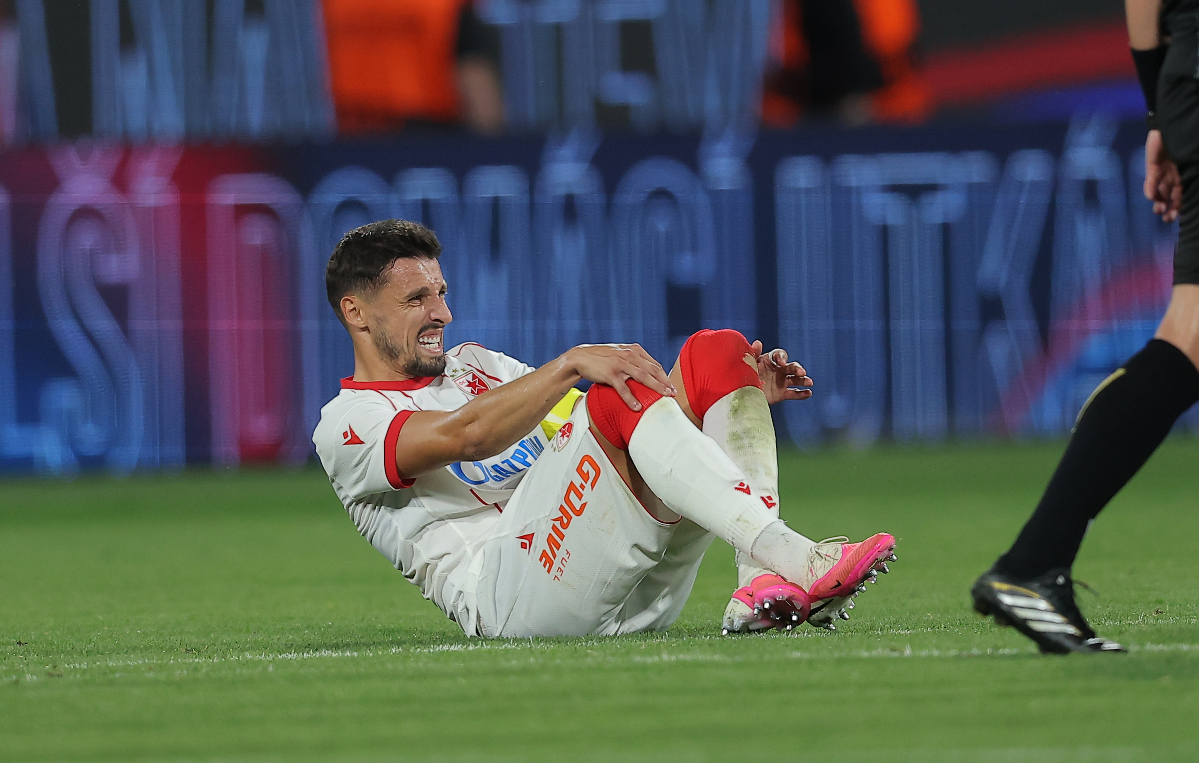 Plzen, Czechia. 27th August, 2026. Crvena Zvezda's  during the UEFA Europa League play-offs, 2nd leg football match between Viktoria Plzen and Crvena Zvezda (Red Star) on August 27, 2026 in Plzen, Czechia. (Photo by Pedja Milosavljevic/Starsport.rs ©)