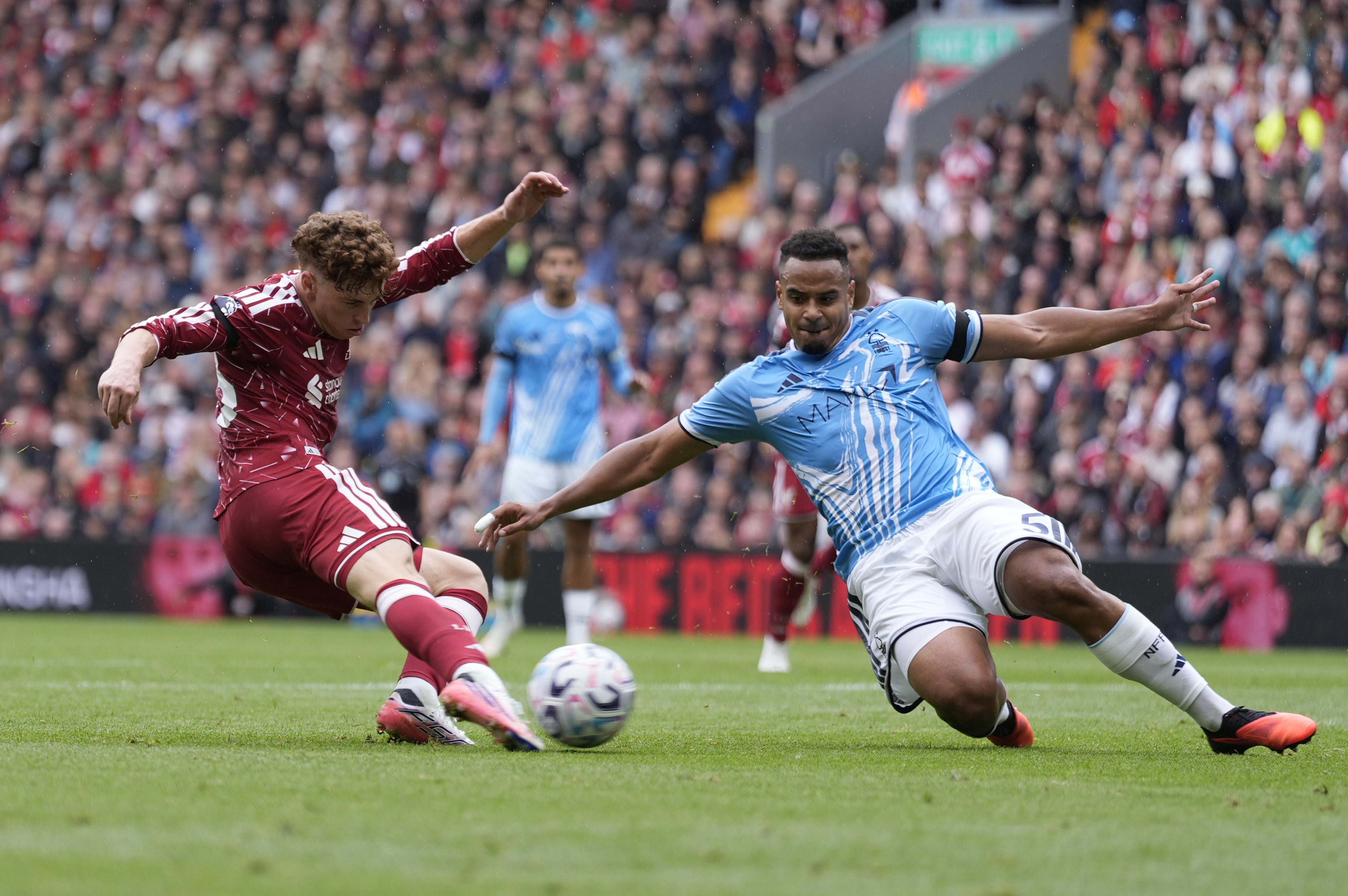 Liverpool's Victor Munoz scores their side's second goal of the game during the Premier League match at Anfield