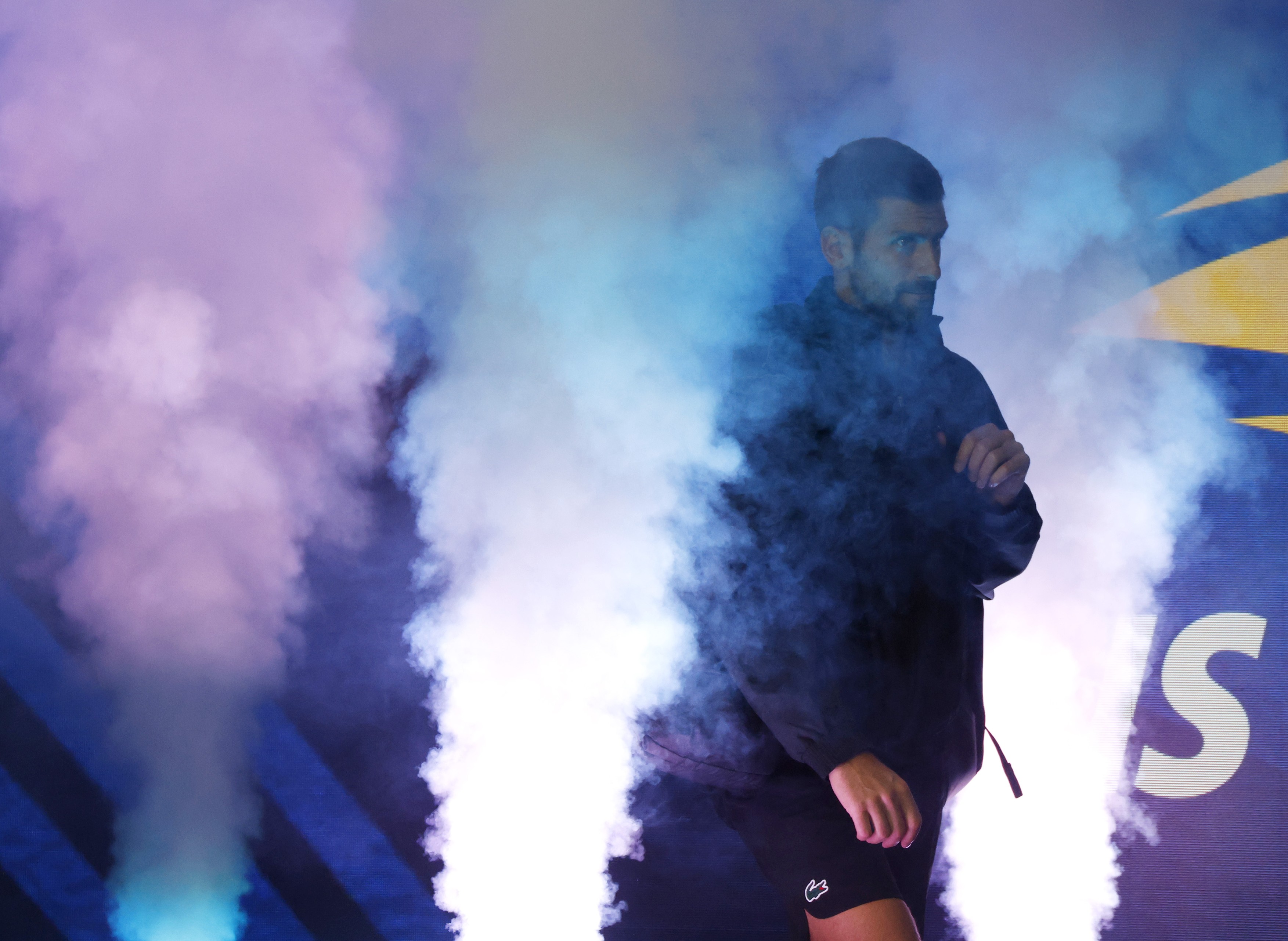 Novak Djokovic of Serbia is introduced before his match against Mariano Navone of Argentina in Arthur Ashe Stadium