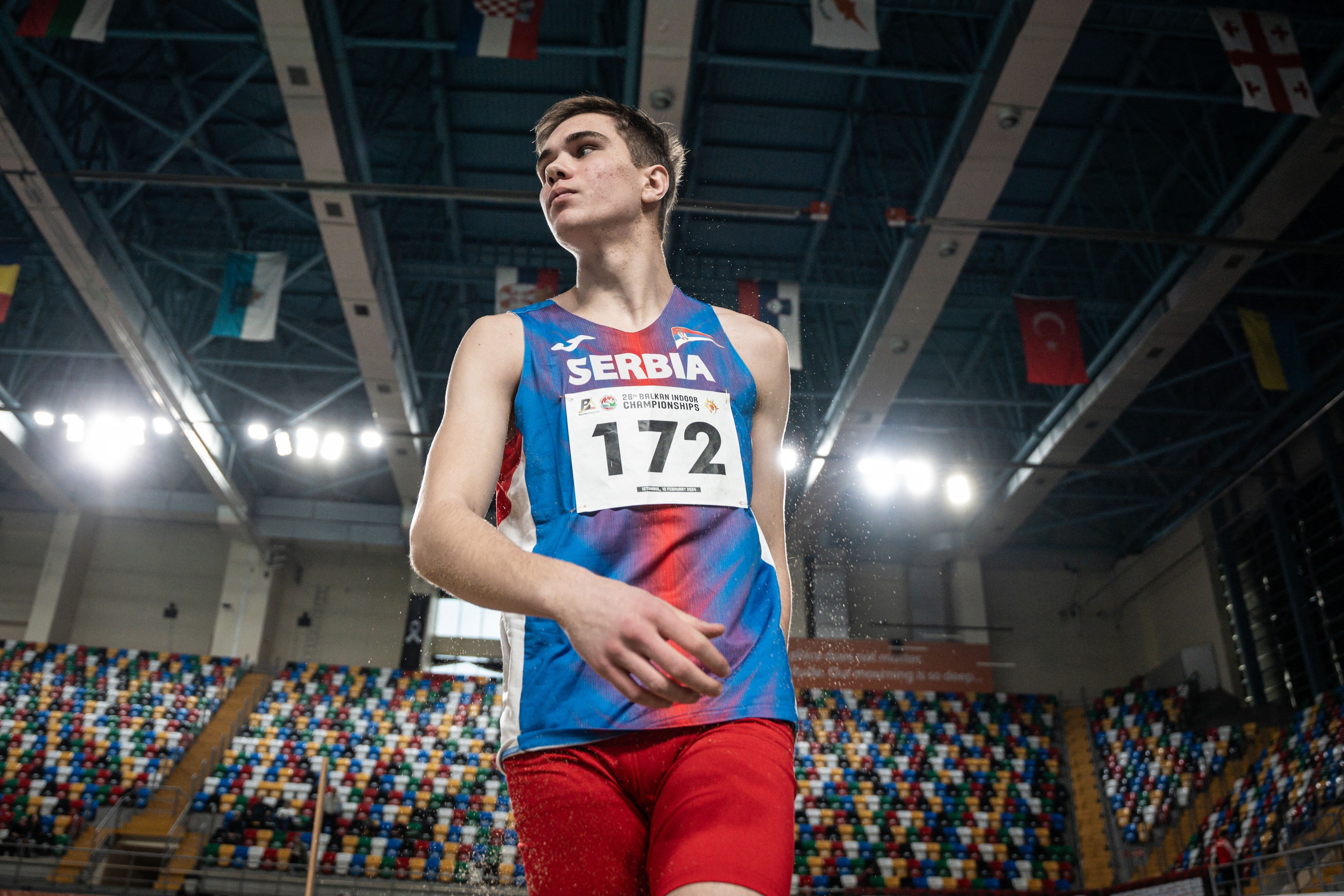 Luka Boskovic of Serbia during the long jump