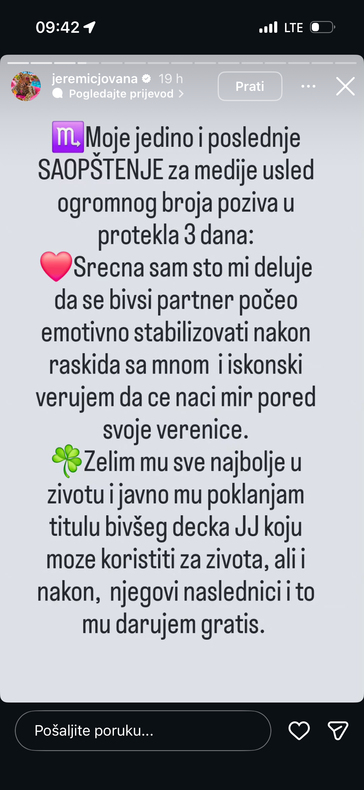 Printskrin Instagram/jeremicjovana