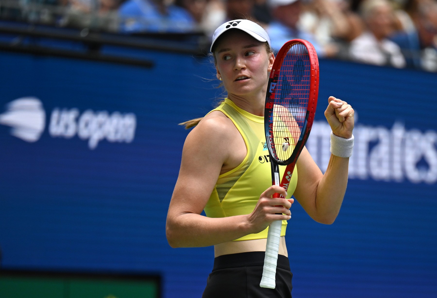 NEW YORK, Sept. 10, 2026  -- Elena Rybakina celebrates after winning the wo
