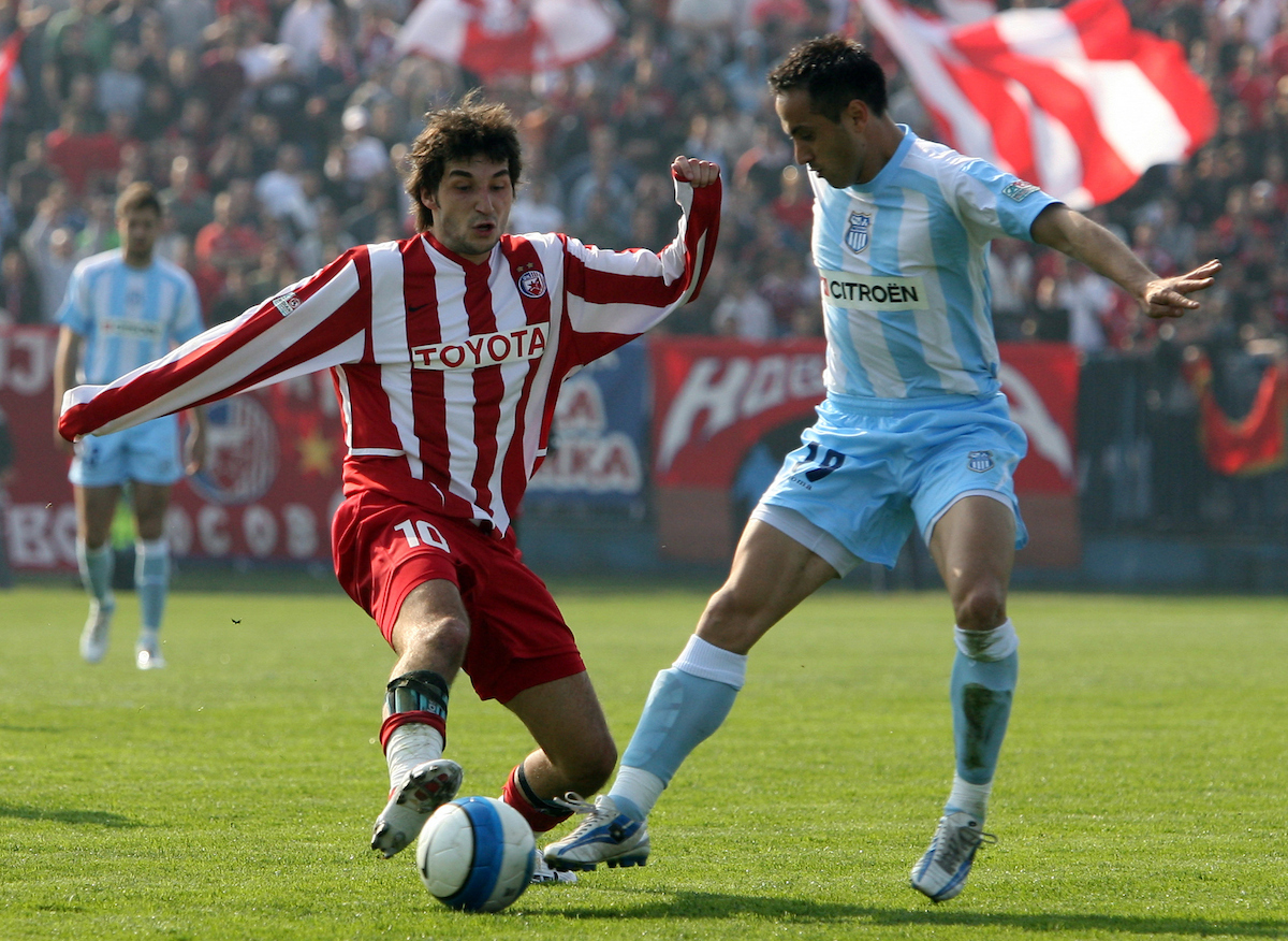 Sport fudbal soccer football Meridijan Prva Liga OFK Beograd Crvena Zvezda Red Star Belgrade Serbia Burzanovic Igor Nuhi Ajazdin 17.3.2007. photo: Pedja Milosavljevic