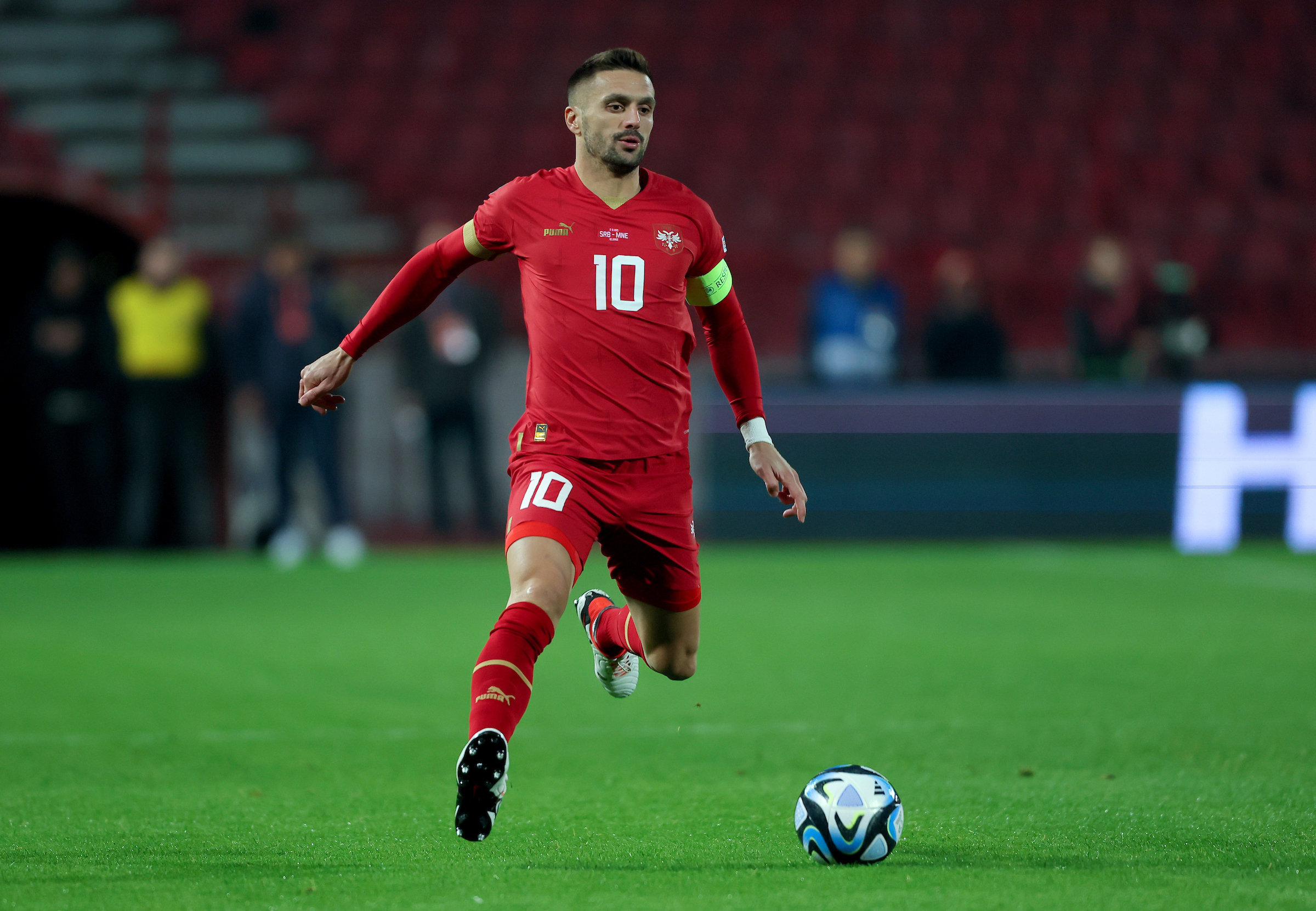 Serbia's Dusan Tadic in action