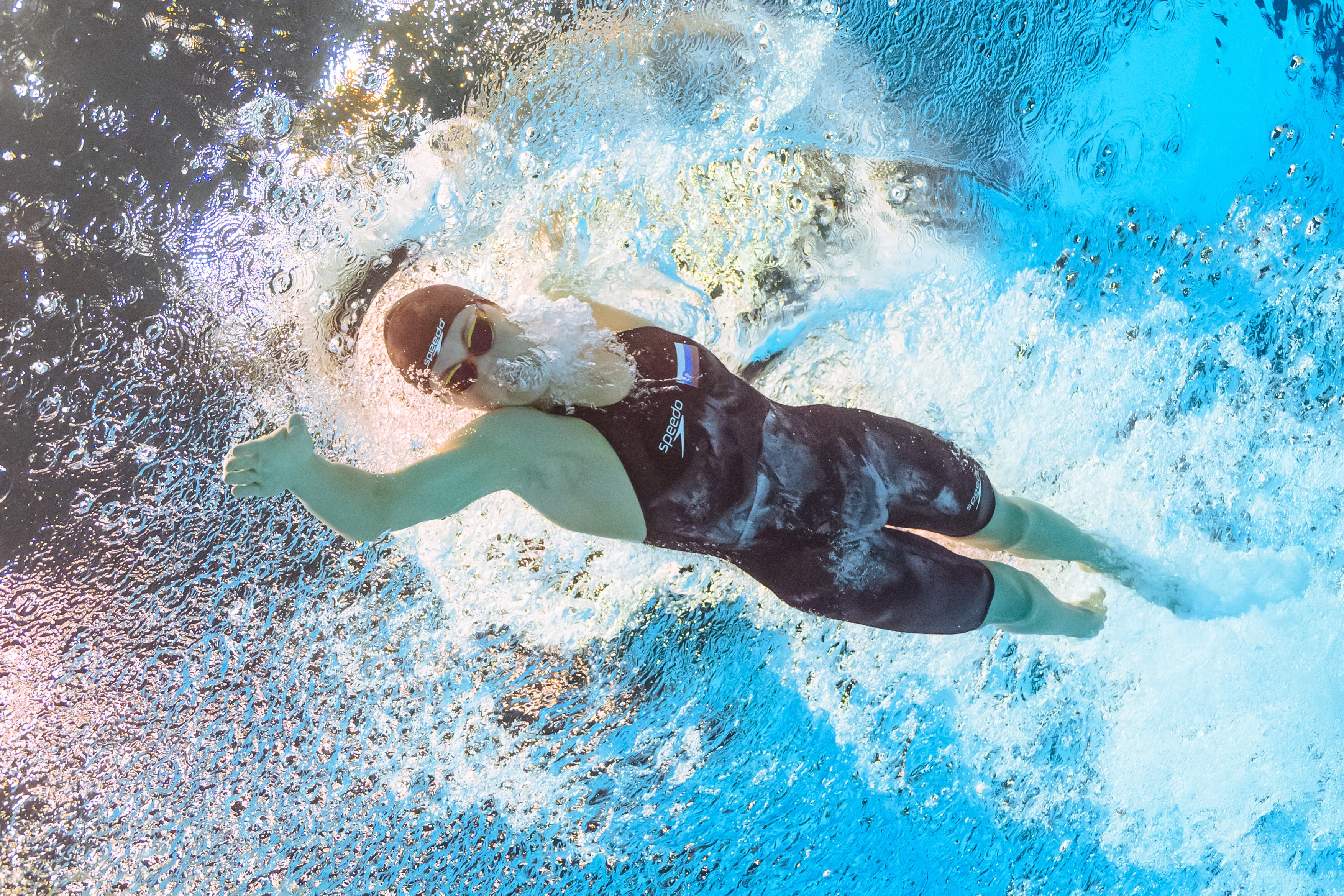 Slovenia's Katja Fain competes in a heat of the women's 400m freestyle swimming event during the World Aquatics Championships in Fukuoka on July 23, 2023.