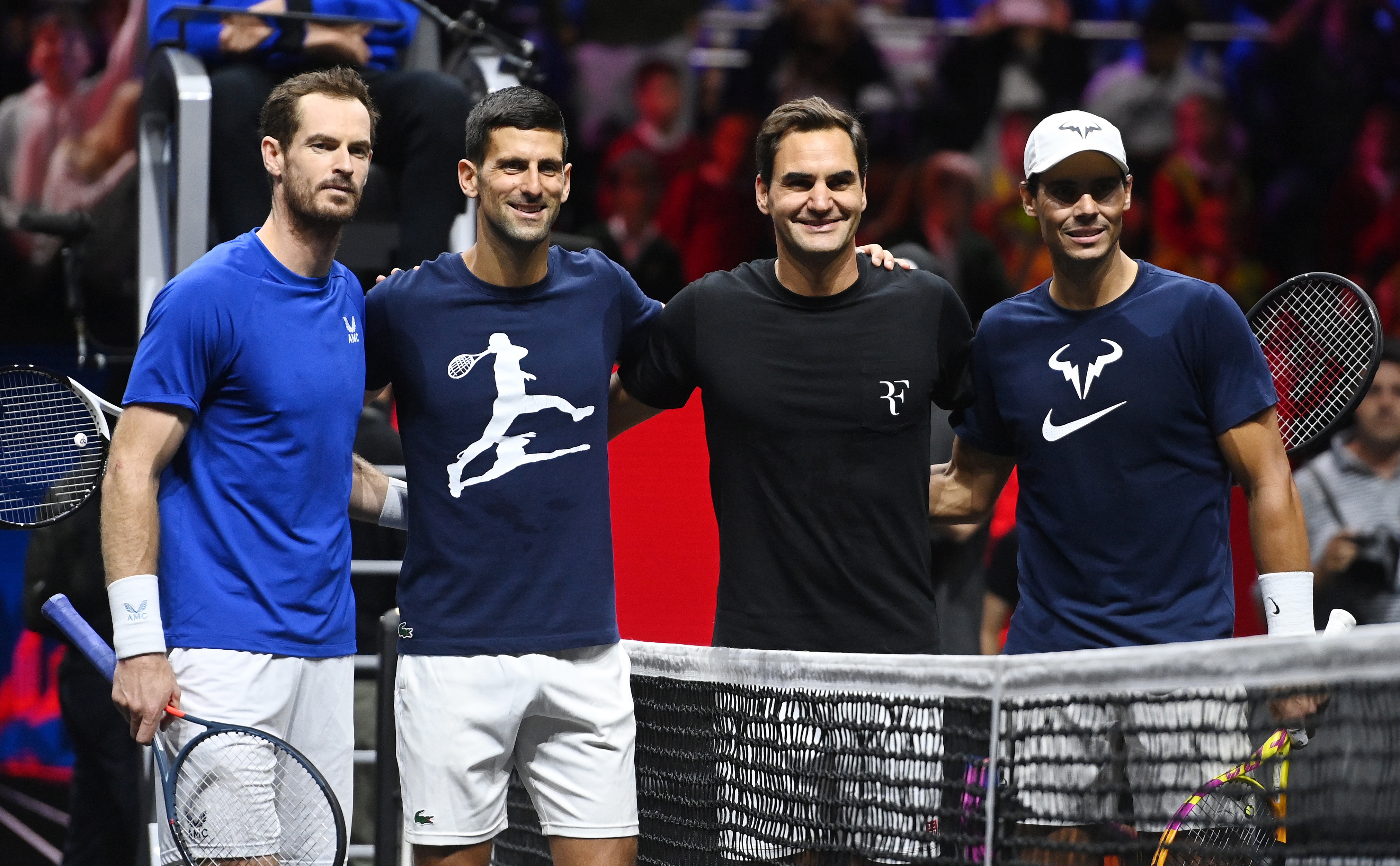 epa10199155 (L-R) Britain's Andy Murray, Serbia's Novak Djokovic, Switzerland