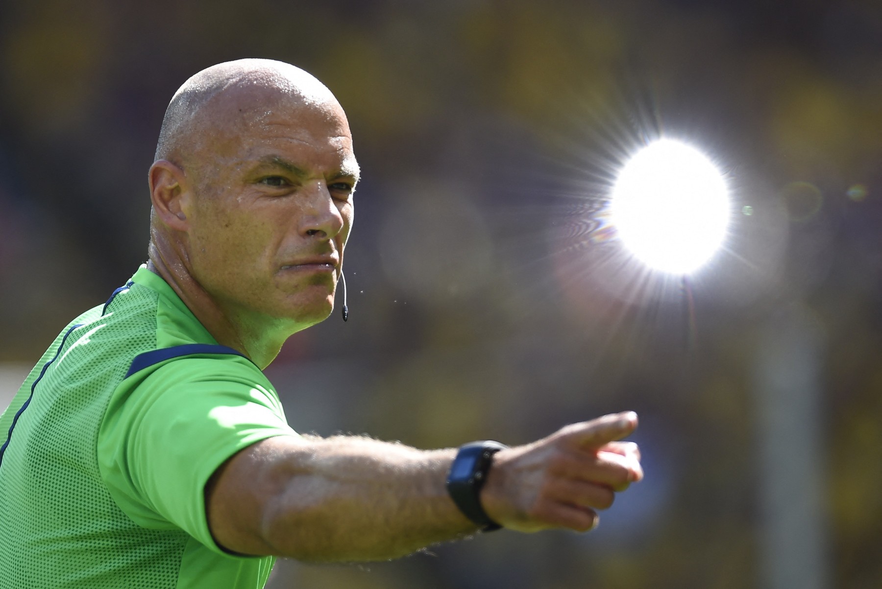 English referee Howard Webb gestures during the round of 16 football match b