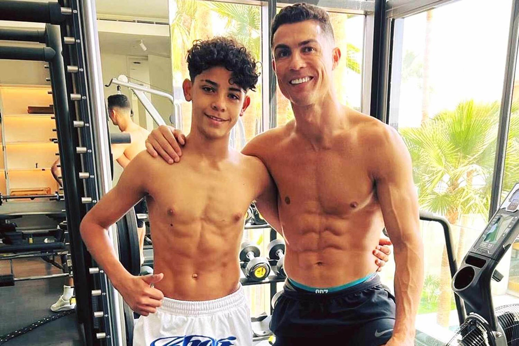 22-2-2024Cristiano Ronaldo and Son Cristiano Jr., 13, Go Shirtless