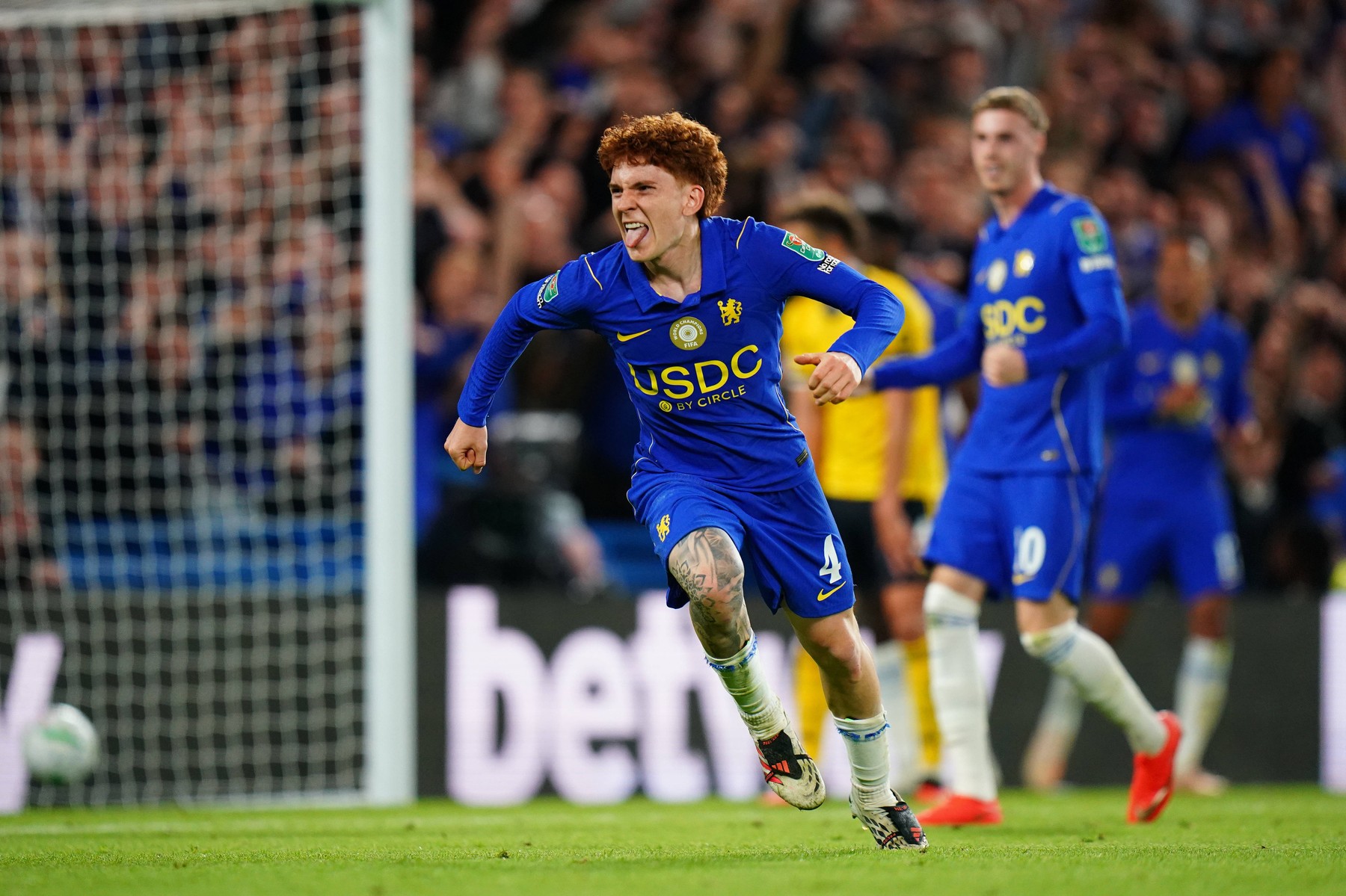 Valentin Barco of Chelsea FC scores during the Carabao Cup match between