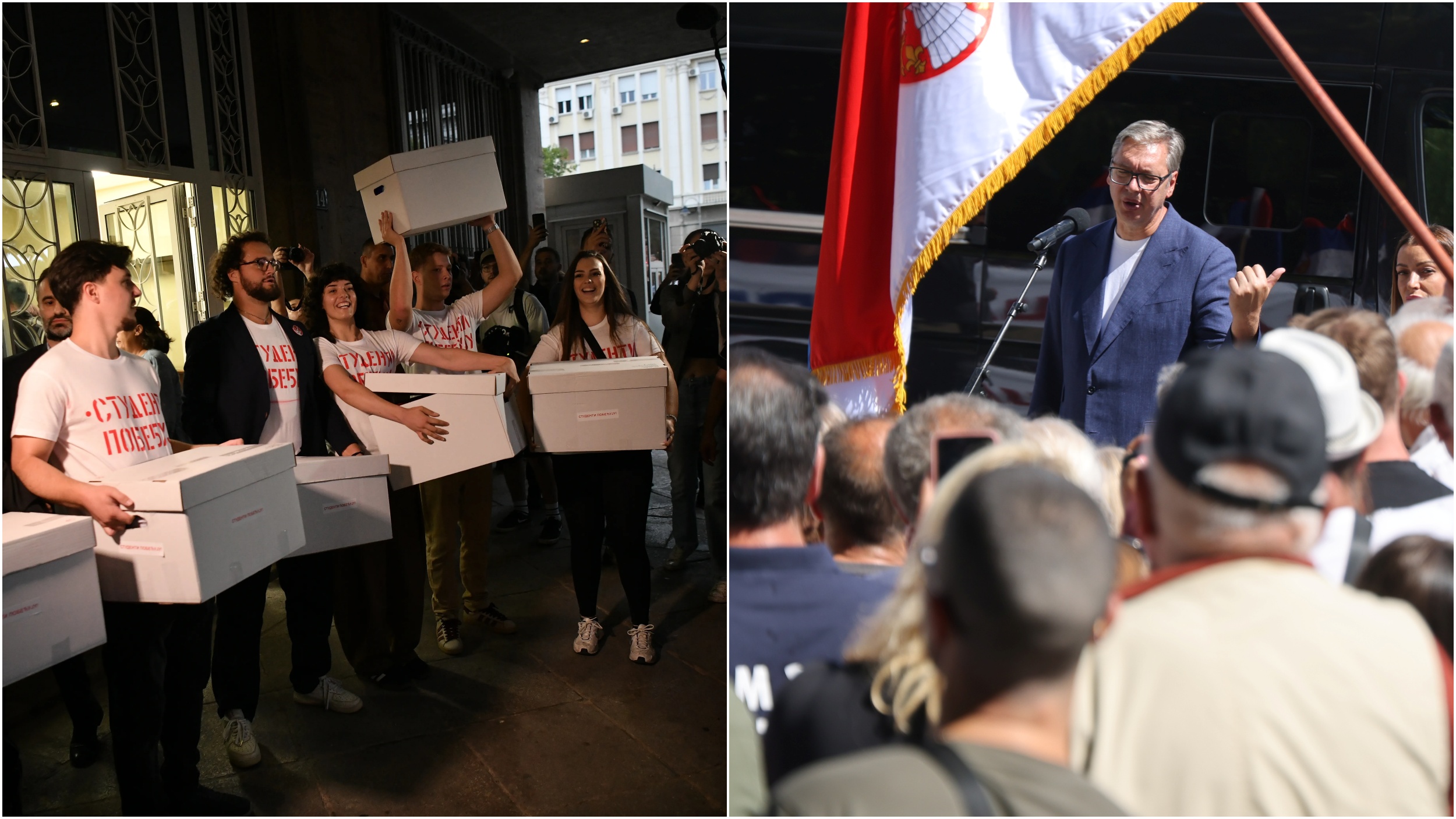 studenti vs vucic.jpg može jedan kombo kampanje studenata i pored kampanja sns sa vučićem