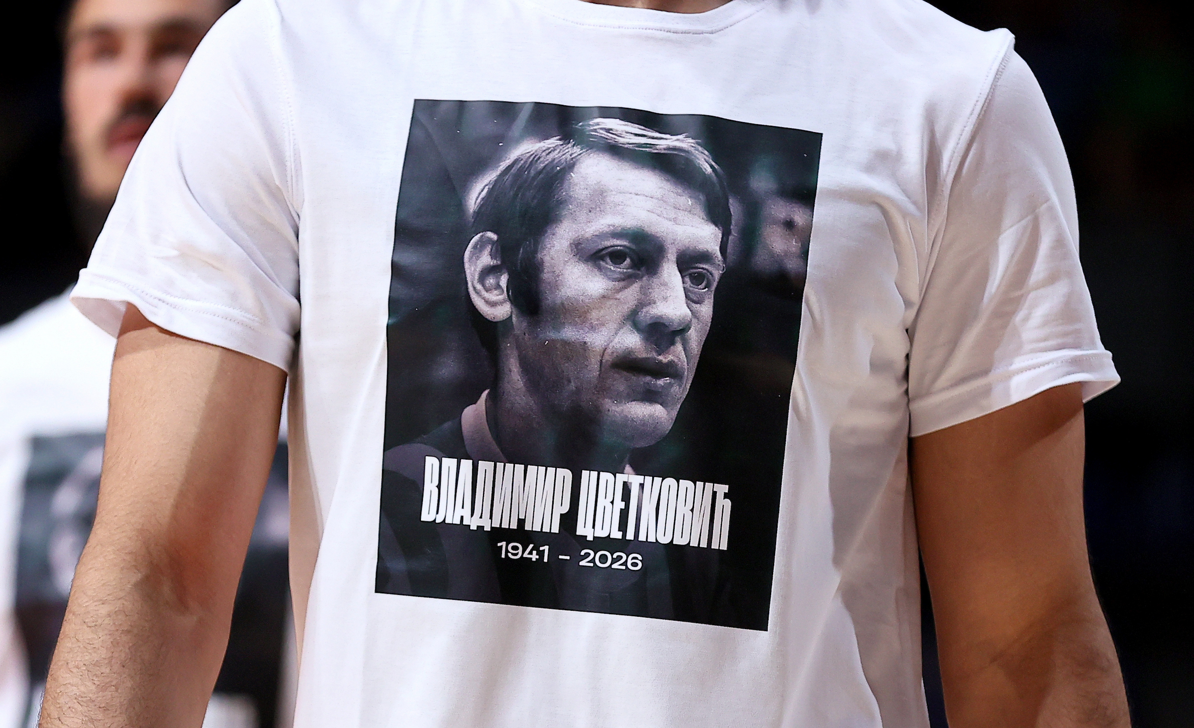 PLayers of Crvena Zvezda wearing t shirts of Vladimir Cvetkovic